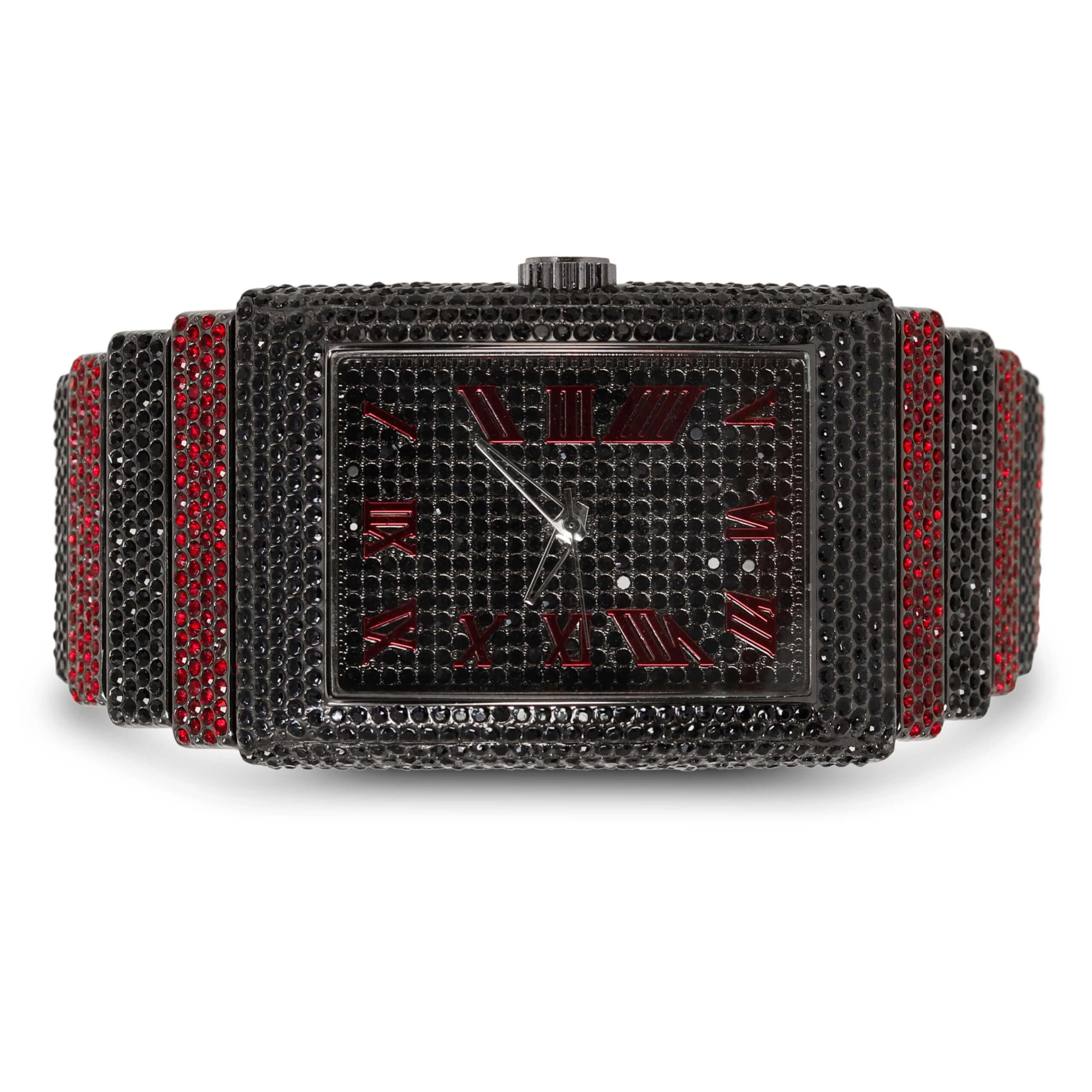 Men's 40mm Fully Iced Diamond Watch - Fully Iced Out Bezel & Band - Rectangle Timepiece