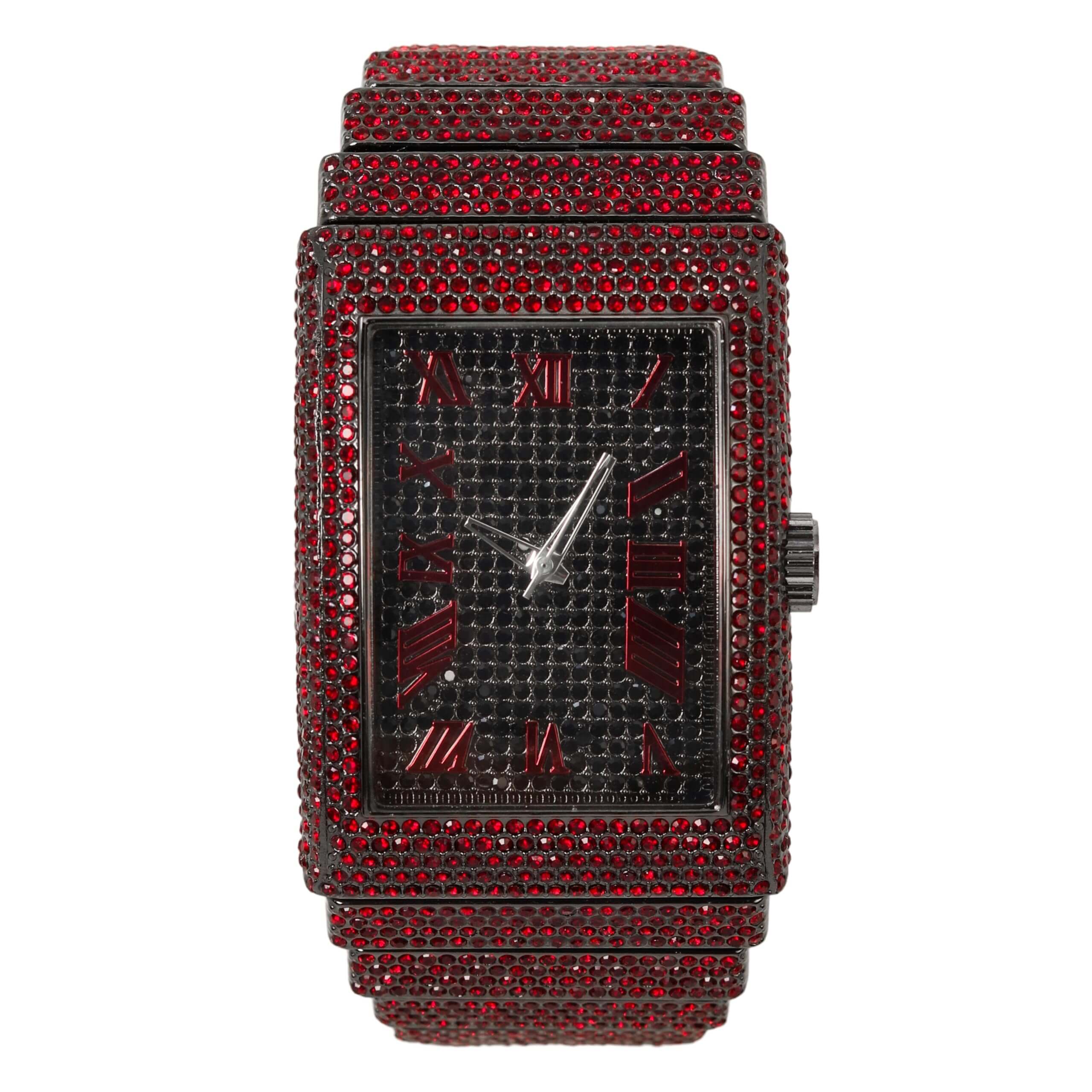 Men's 40mm Fully Iced Diamond Watch - Fully Iced Out Bezel & Band - Rectangle Timepiece