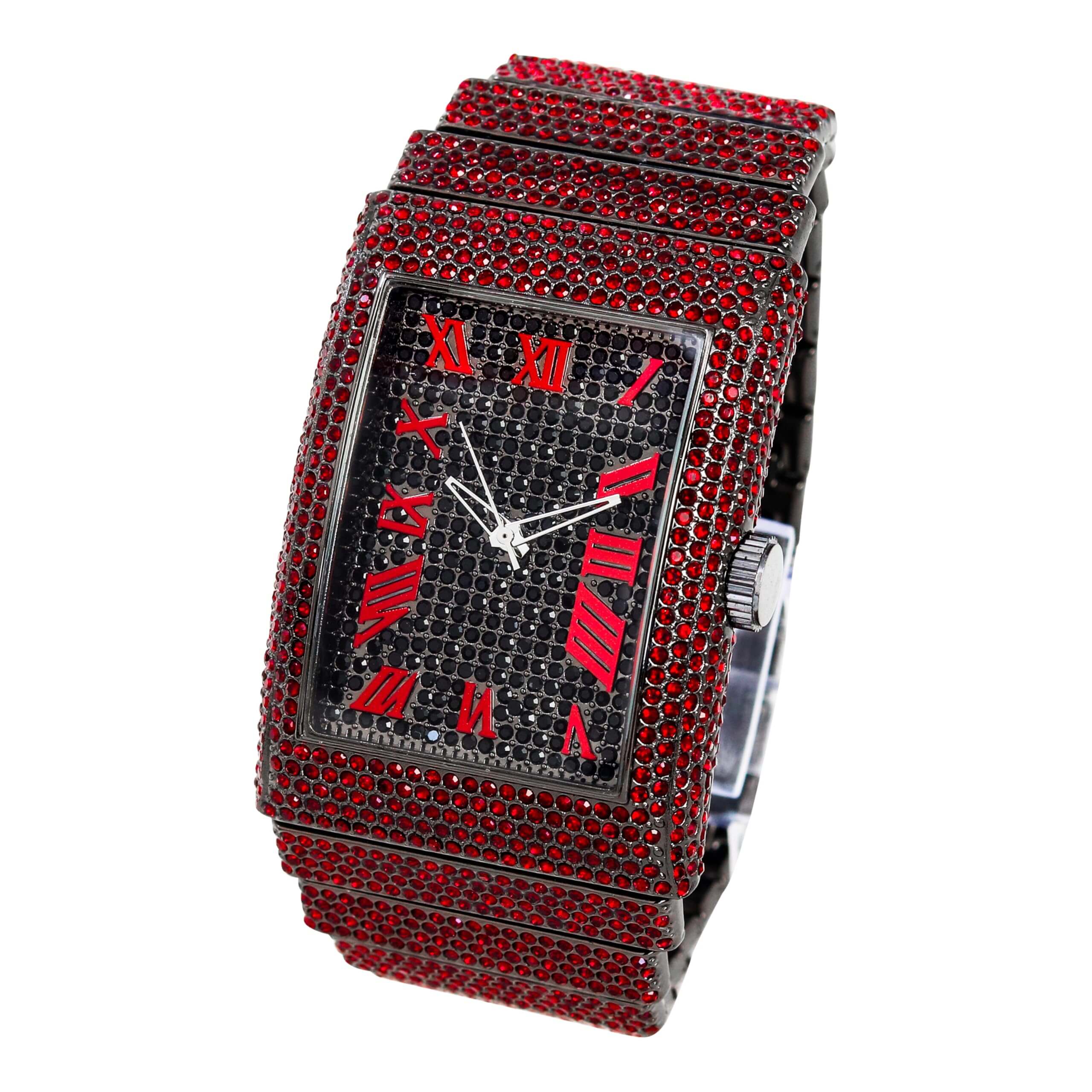 Men's 40mm Fully Iced Diamond Watch - Fully Iced Out Bezel & Band - Rectangle Timepiece