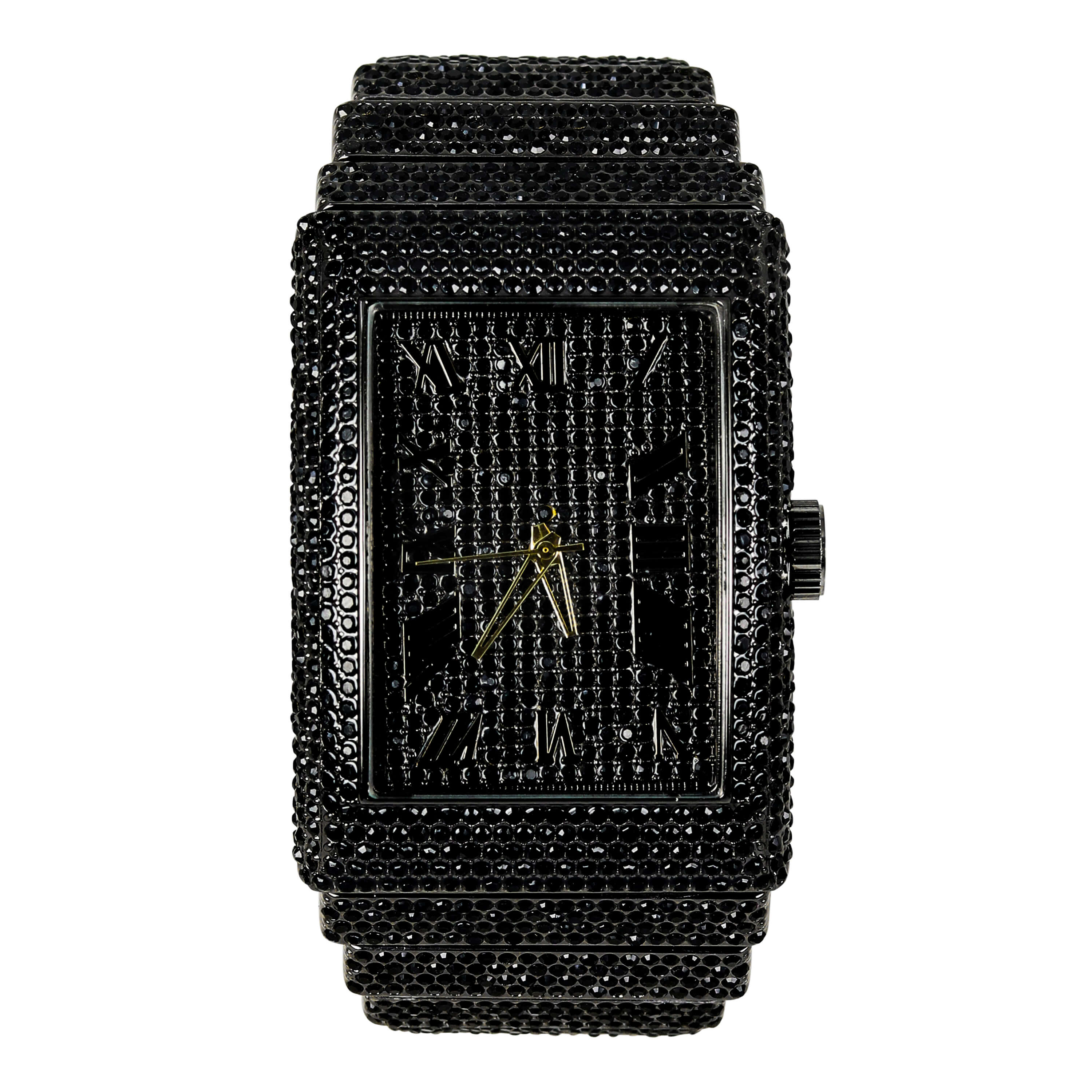 Men's 40mm Fully Iced Diamond Watch - Fully Iced Out Bezel & Band - Rectangle Timepiece
