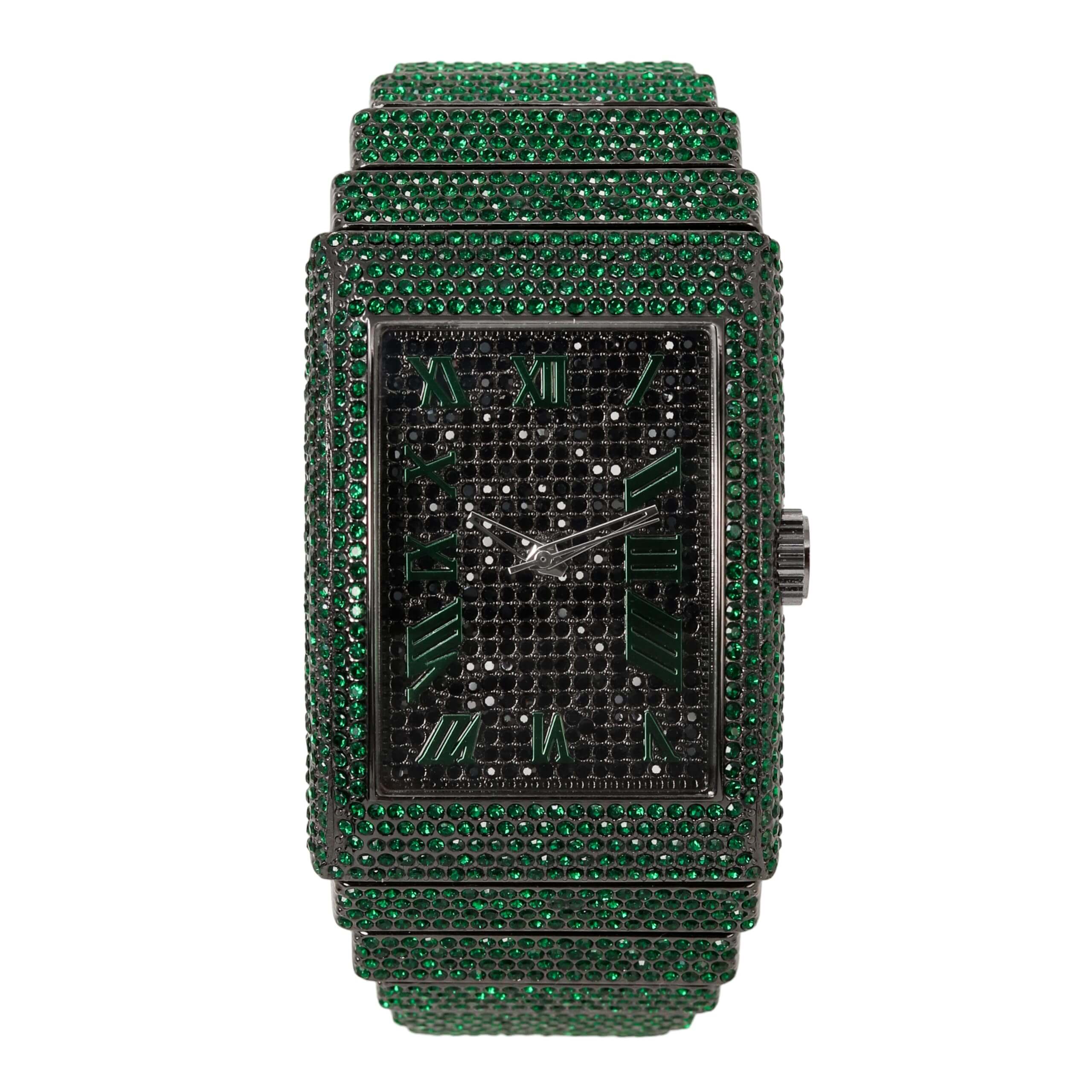 Men's 40mm Fully Iced Diamond Watch - Fully Iced Out Bezel & Band - Rectangle Timepiece