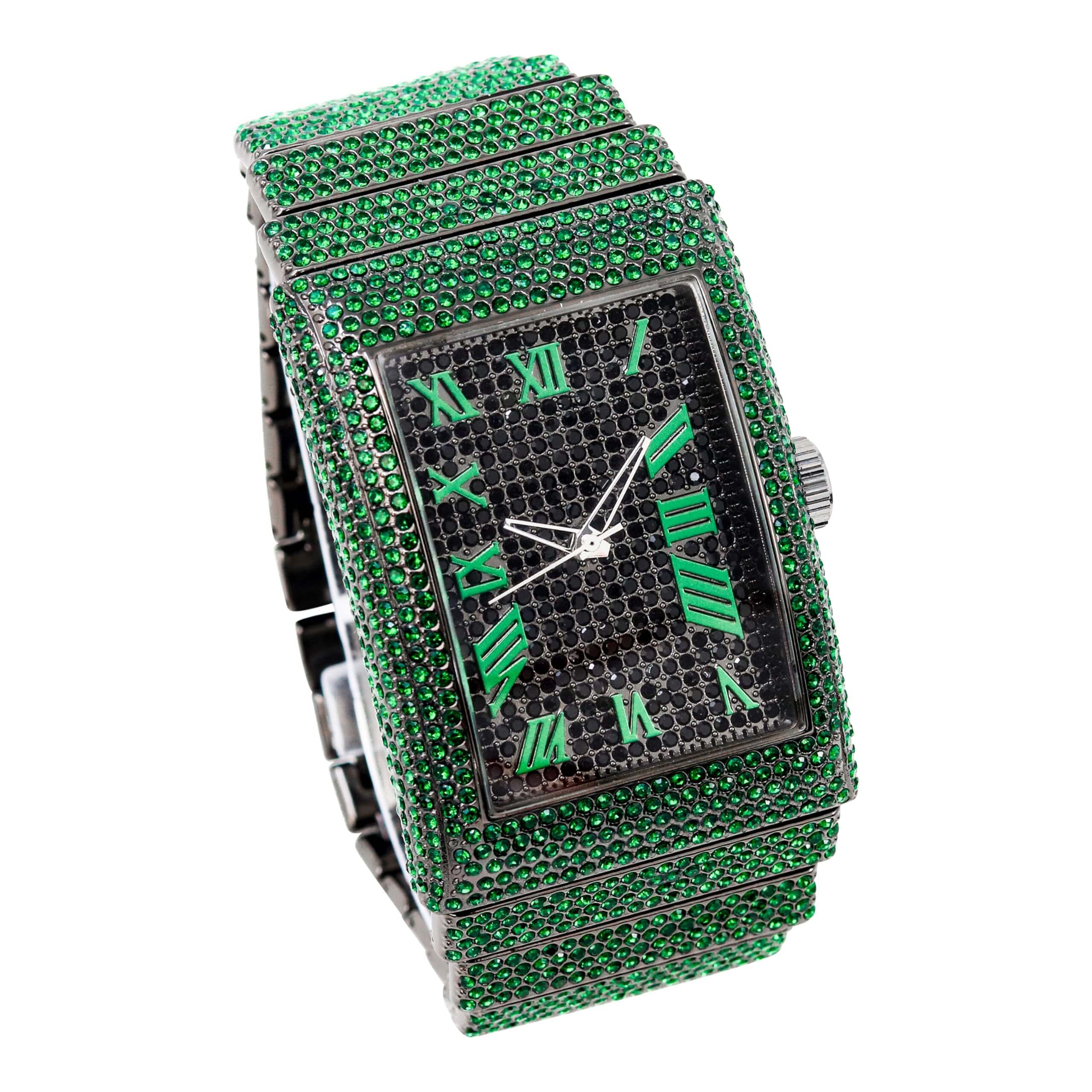 Men's 40mm Fully Iced Diamond Watch - Fully Iced Out Bezel & Band - Rectangle Timepiece