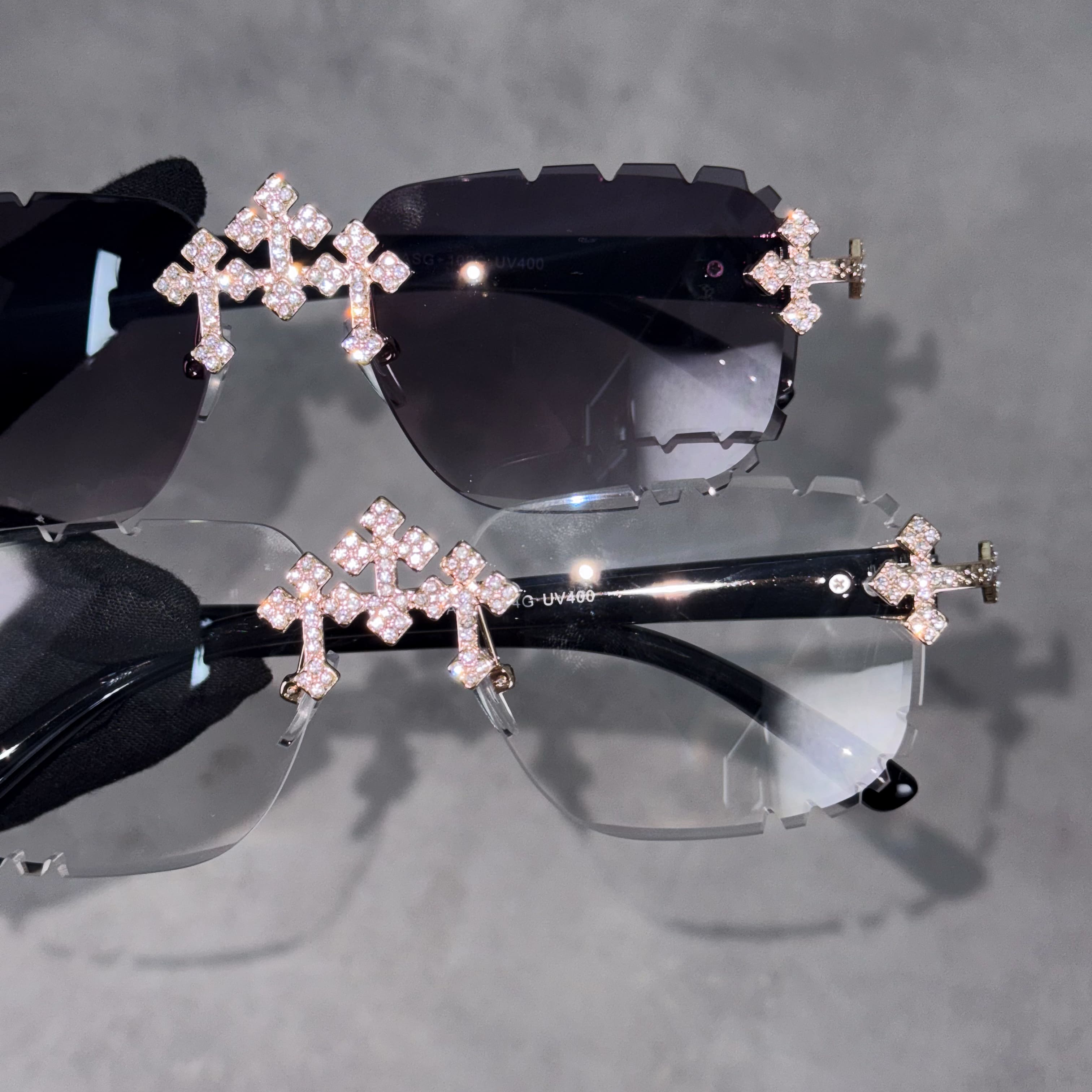 Iced Triple Cross 2-Piece Sunglasses Set