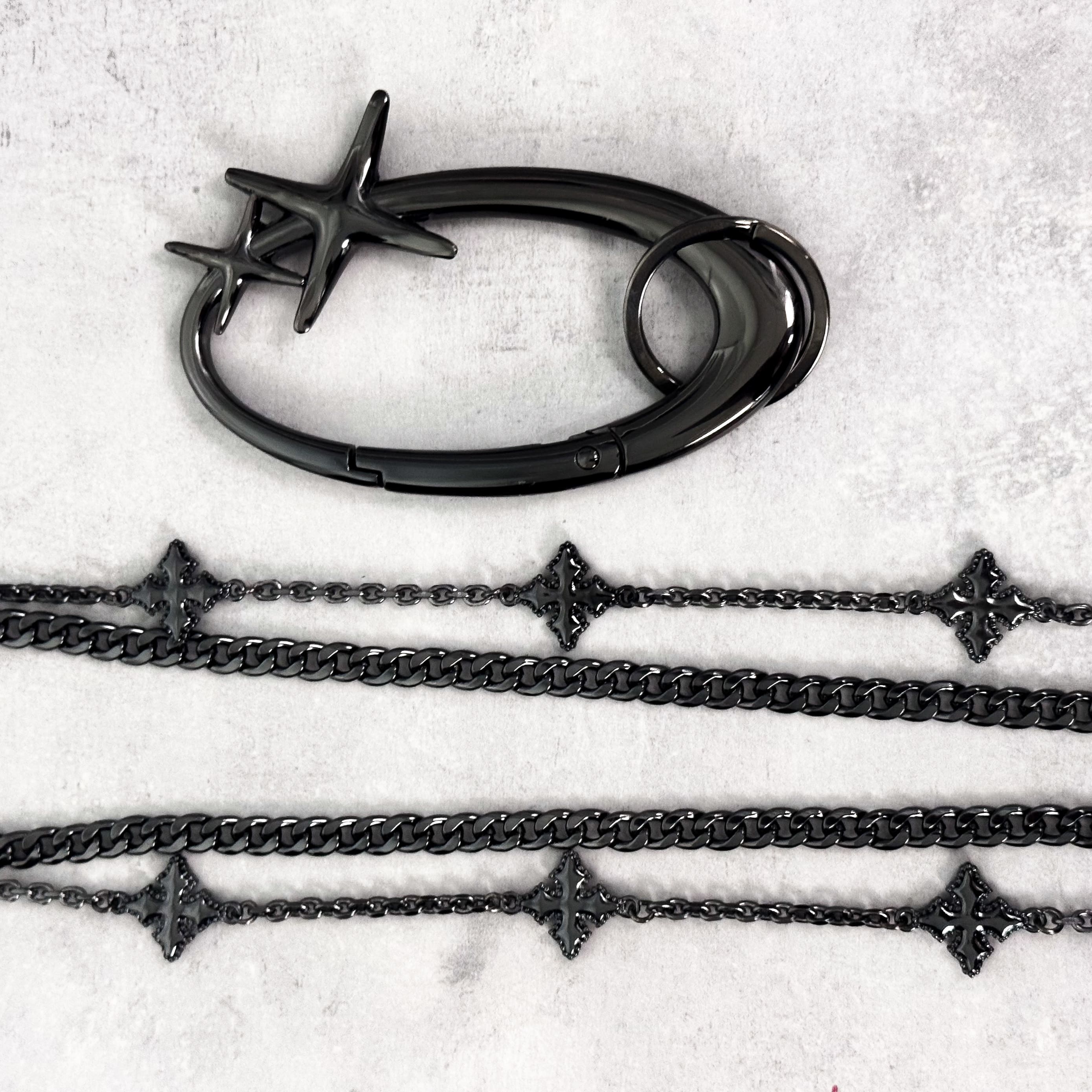 Cross Link Cuban Pant Chain & Starlight Carabiner Keychain Set – 2-Piece Set