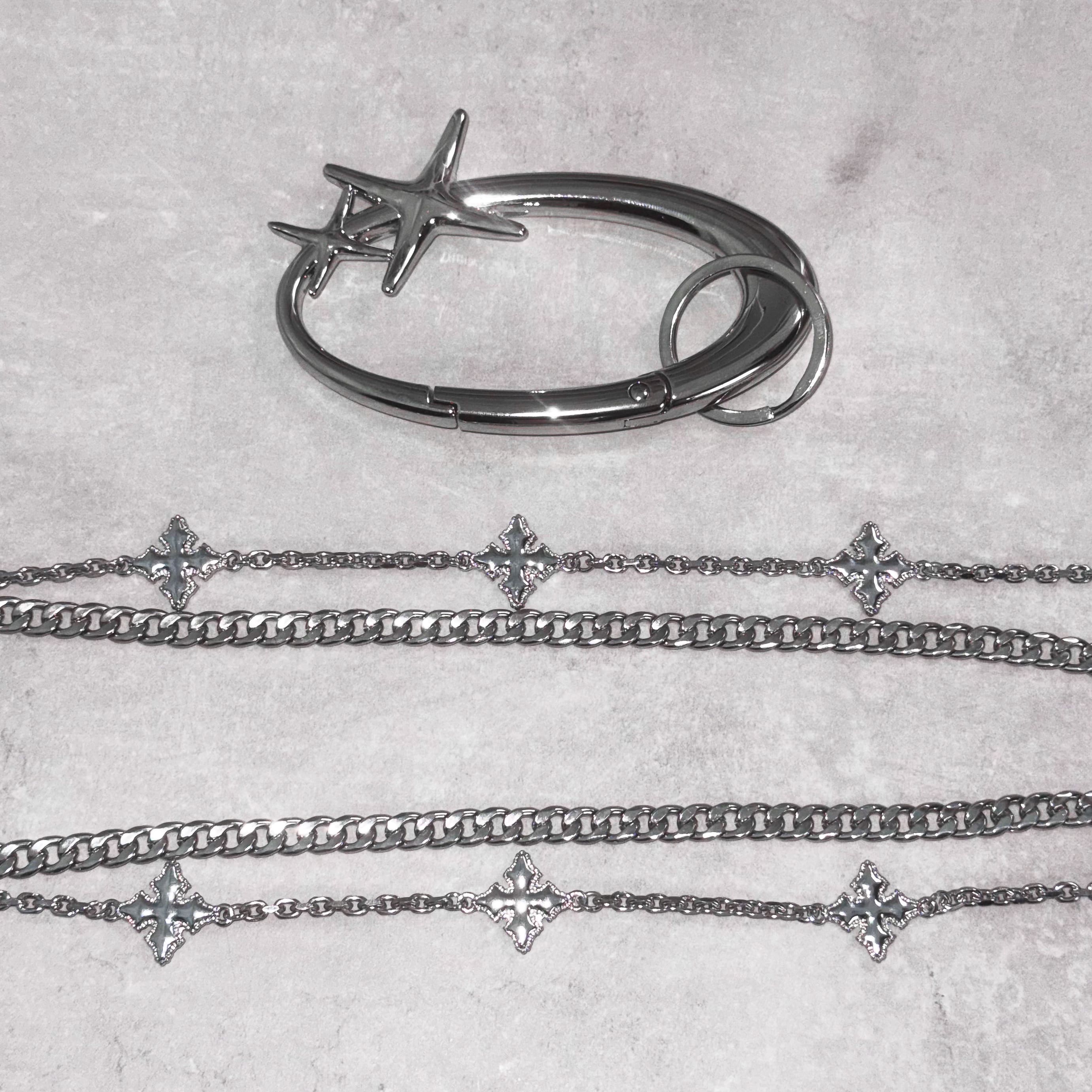 Cross Link Cuban Pant Chain & Starlight Carabiner Keychain Set – 2-Piece Set