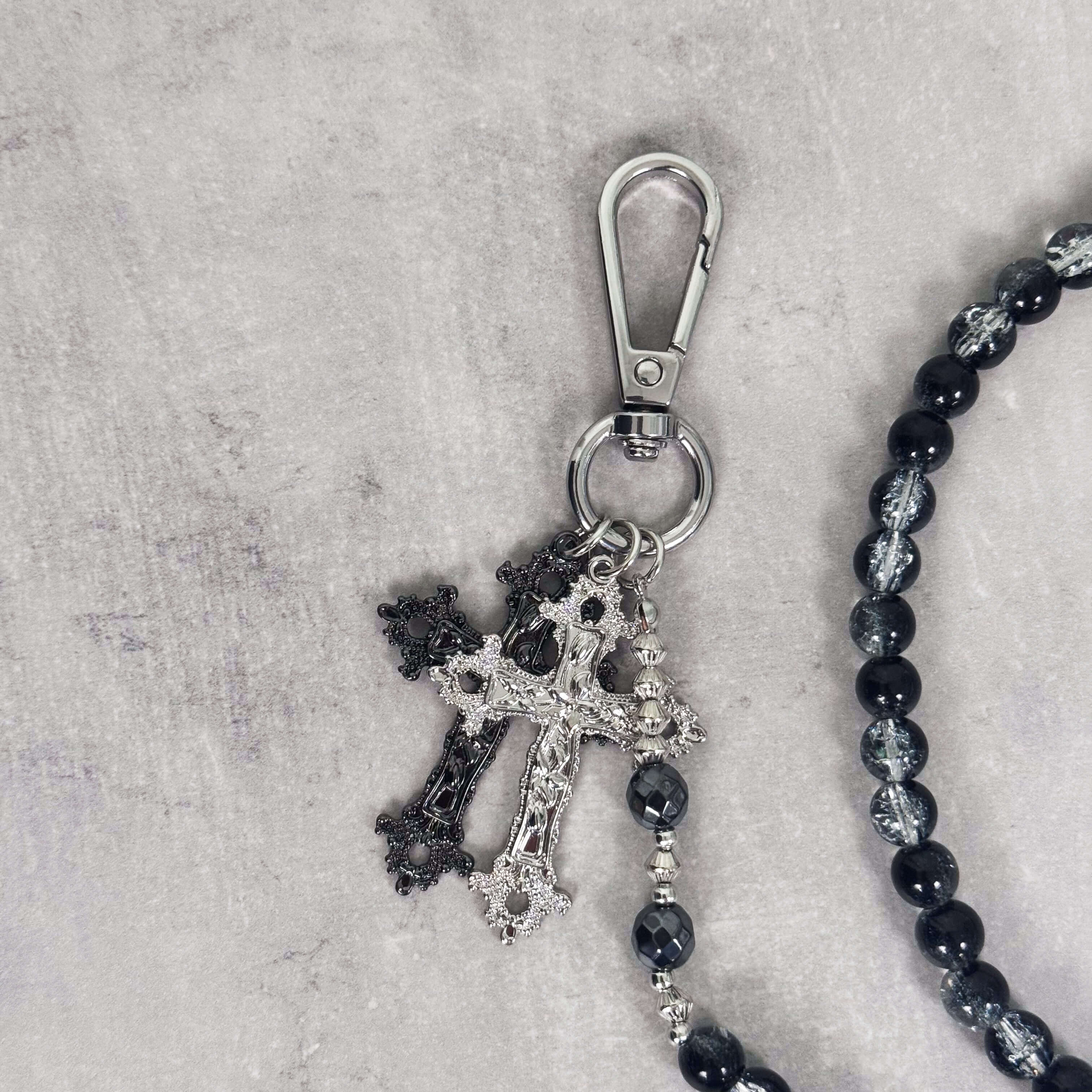 Beaded Cross Charm Pant Chain