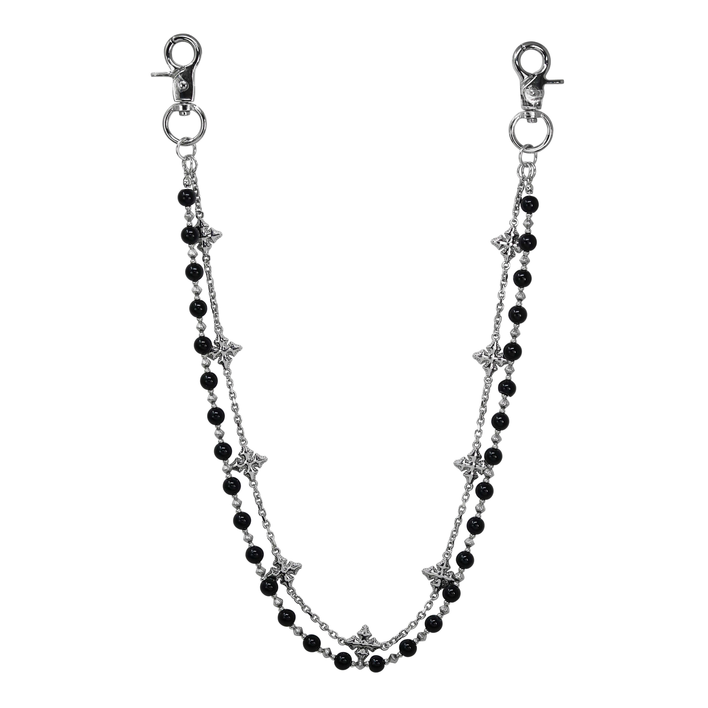 Cross with Beaded Double Layer Pant Chain