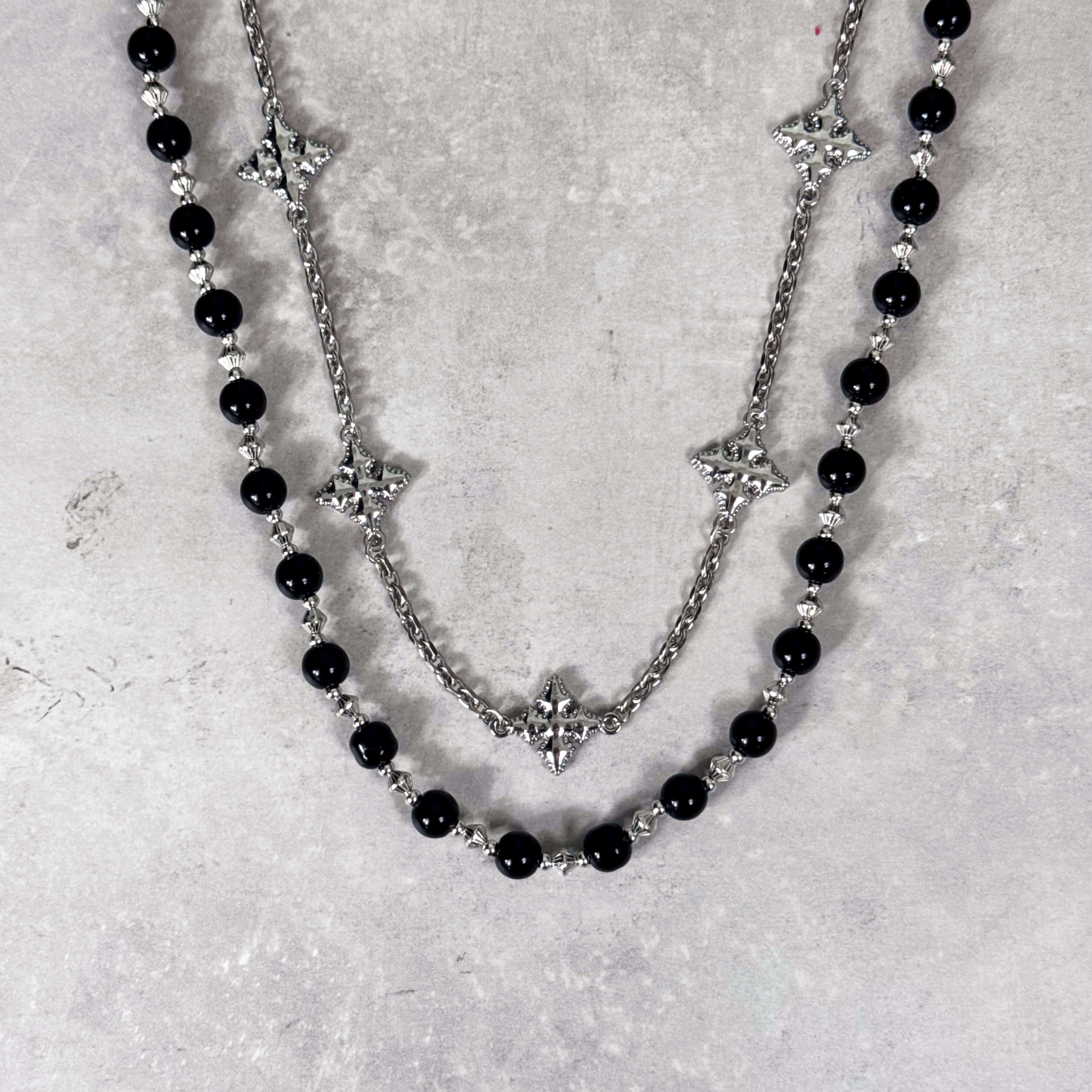 Cross with Beaded Double Layer Pant Chain