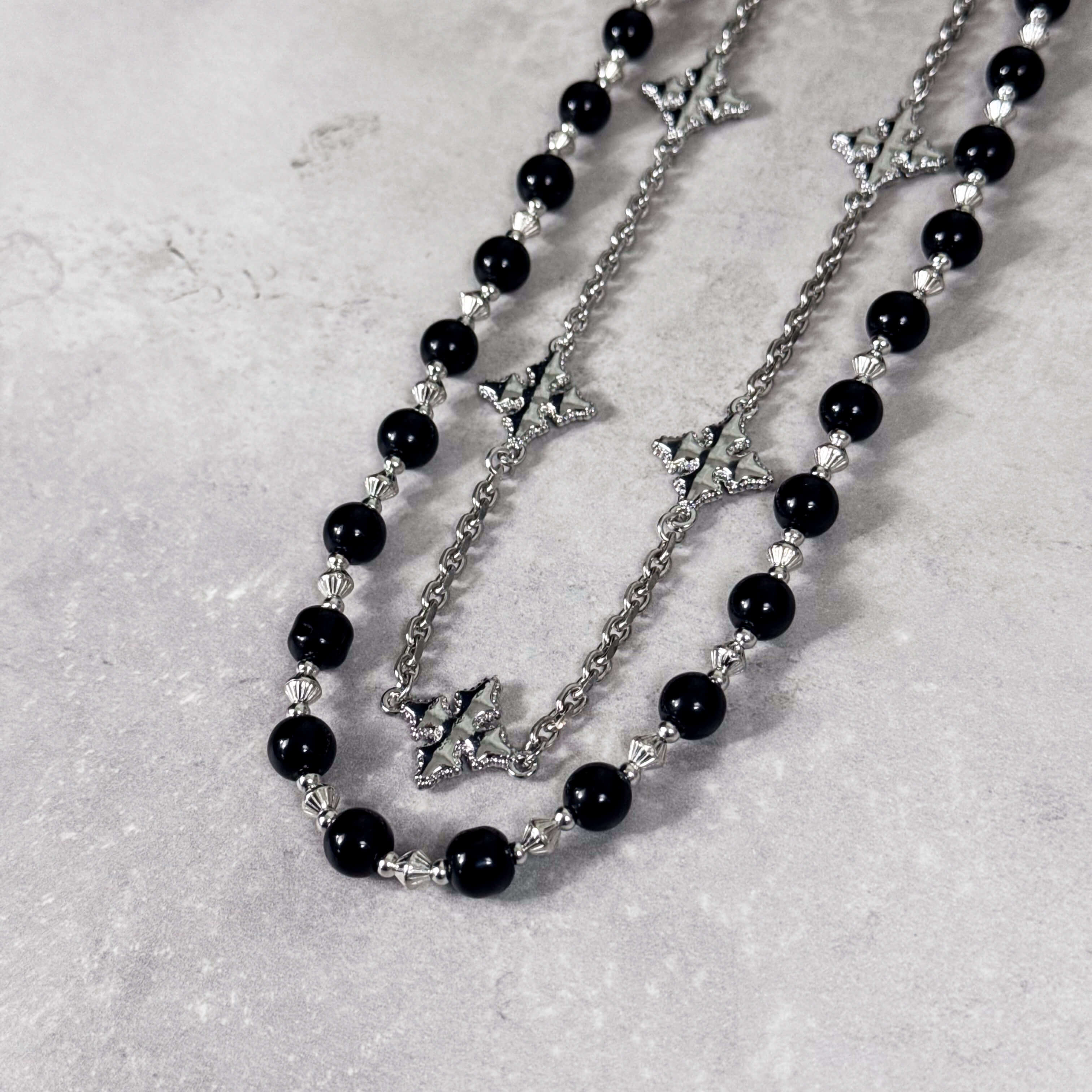 Cross with Beaded Double Layer Pant Chain