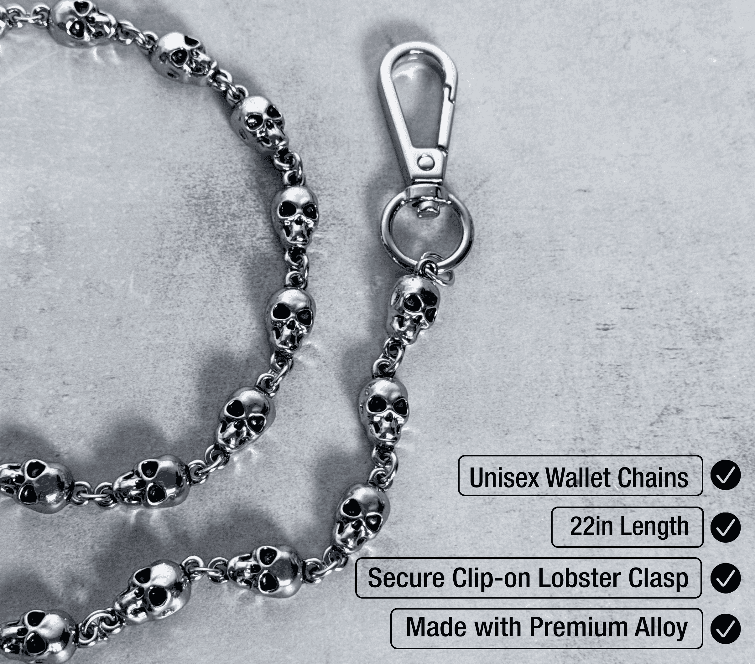 Men’s 9mm Skull Pant Chain - Stylish Accessory for Jeans