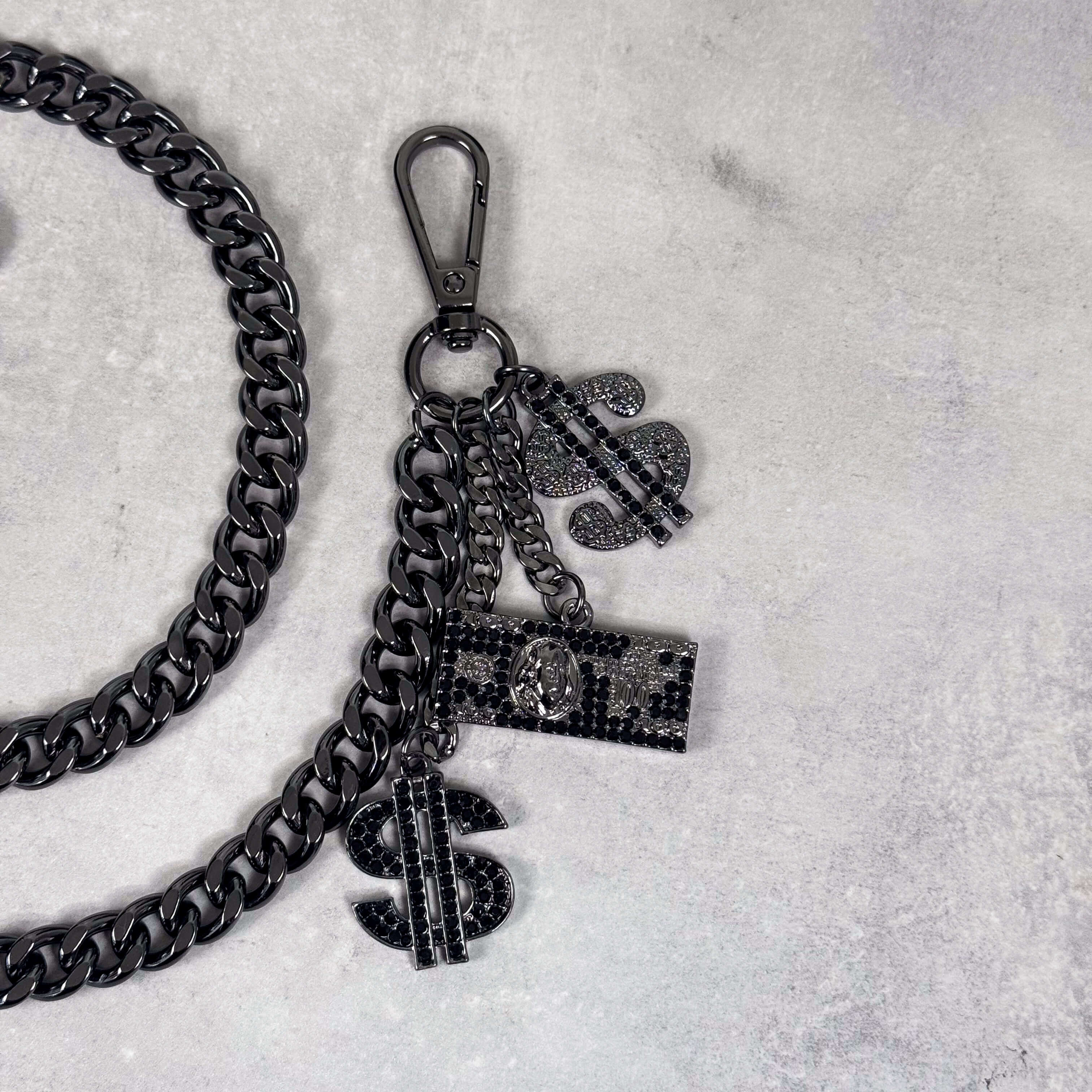 Iced Out Dollar Charms Cuban Pant Chain