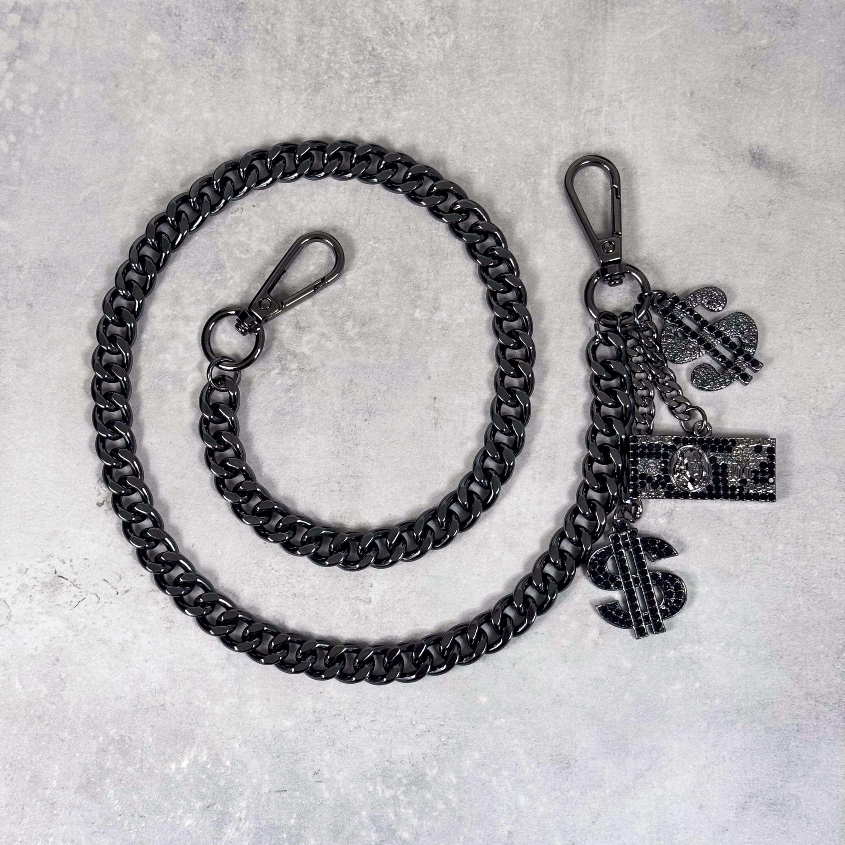 Iced Out Dollar Charms Cuban Pant Chain