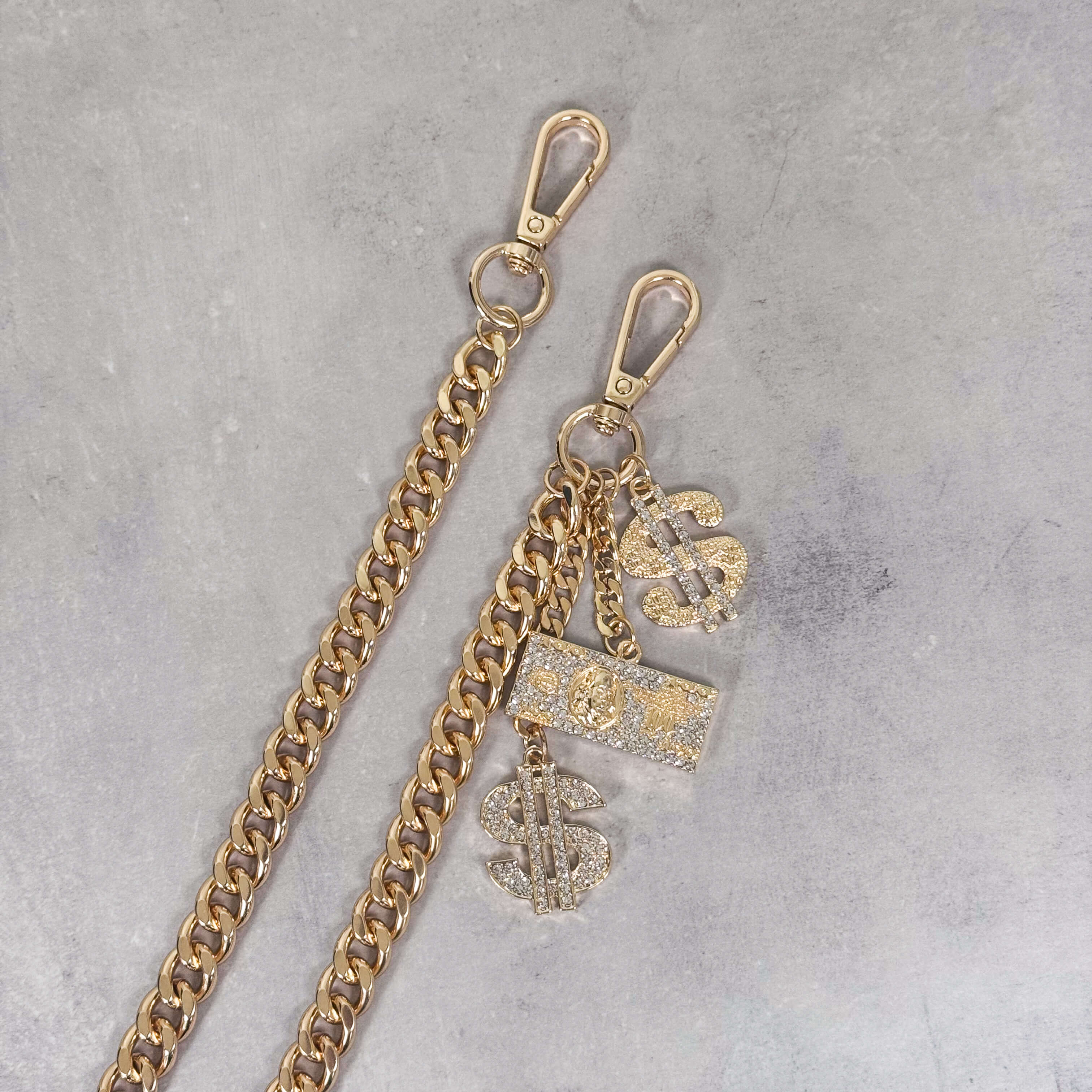 Iced Out Dollar Charms Cuban Pant Chain