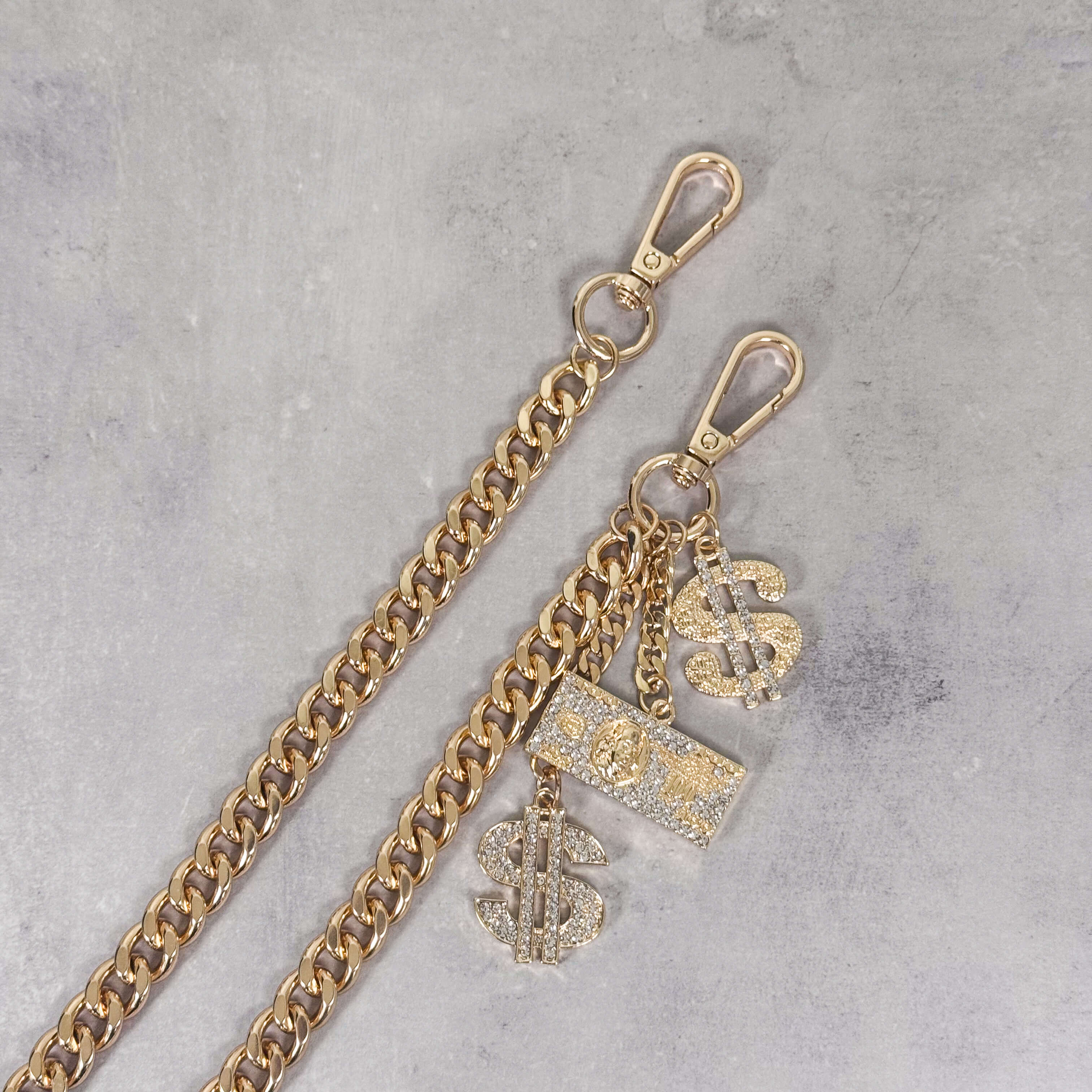 Iced Out Dollar Charms Cuban Pant Chain