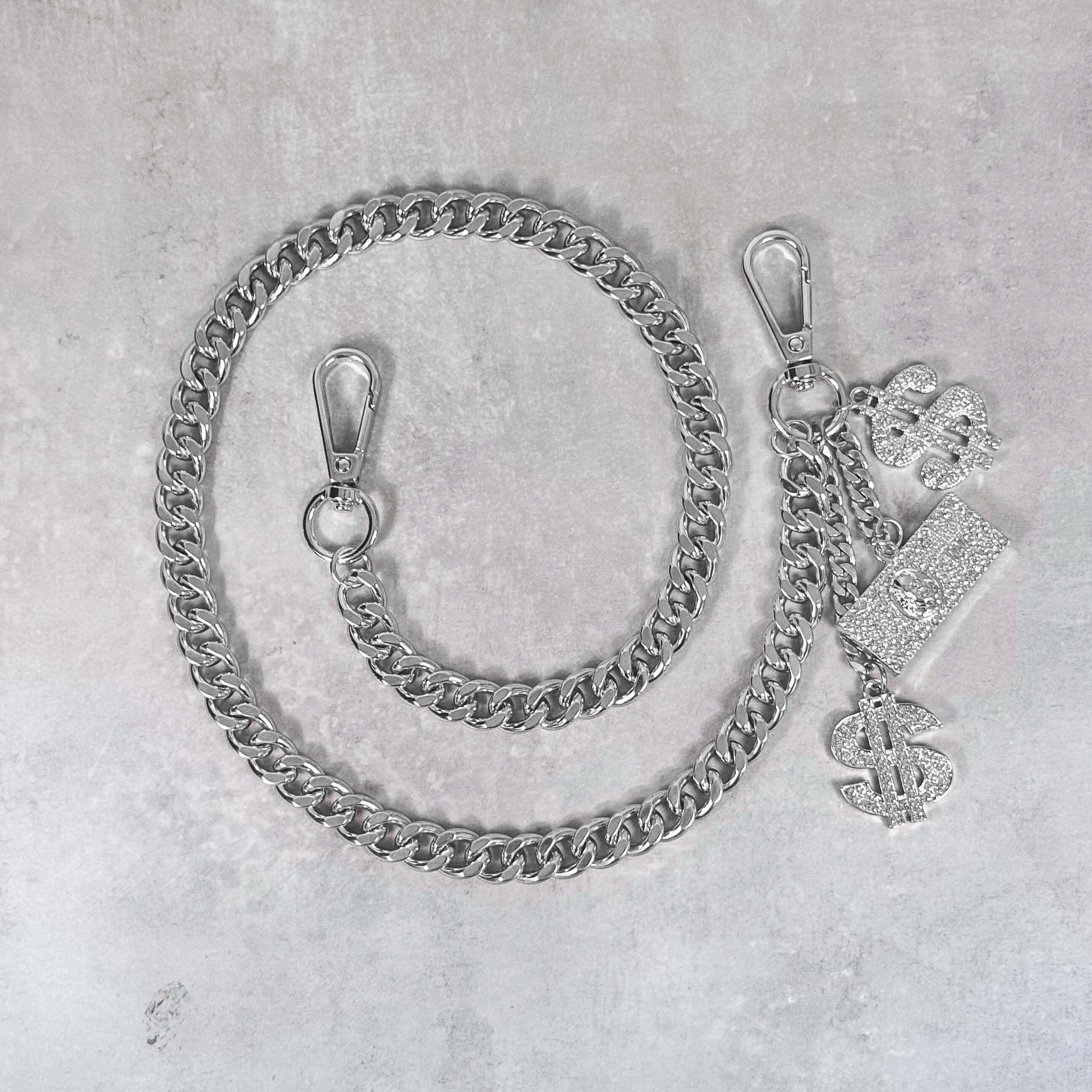 Iced Out Dollar Charms Cuban Pant Chain