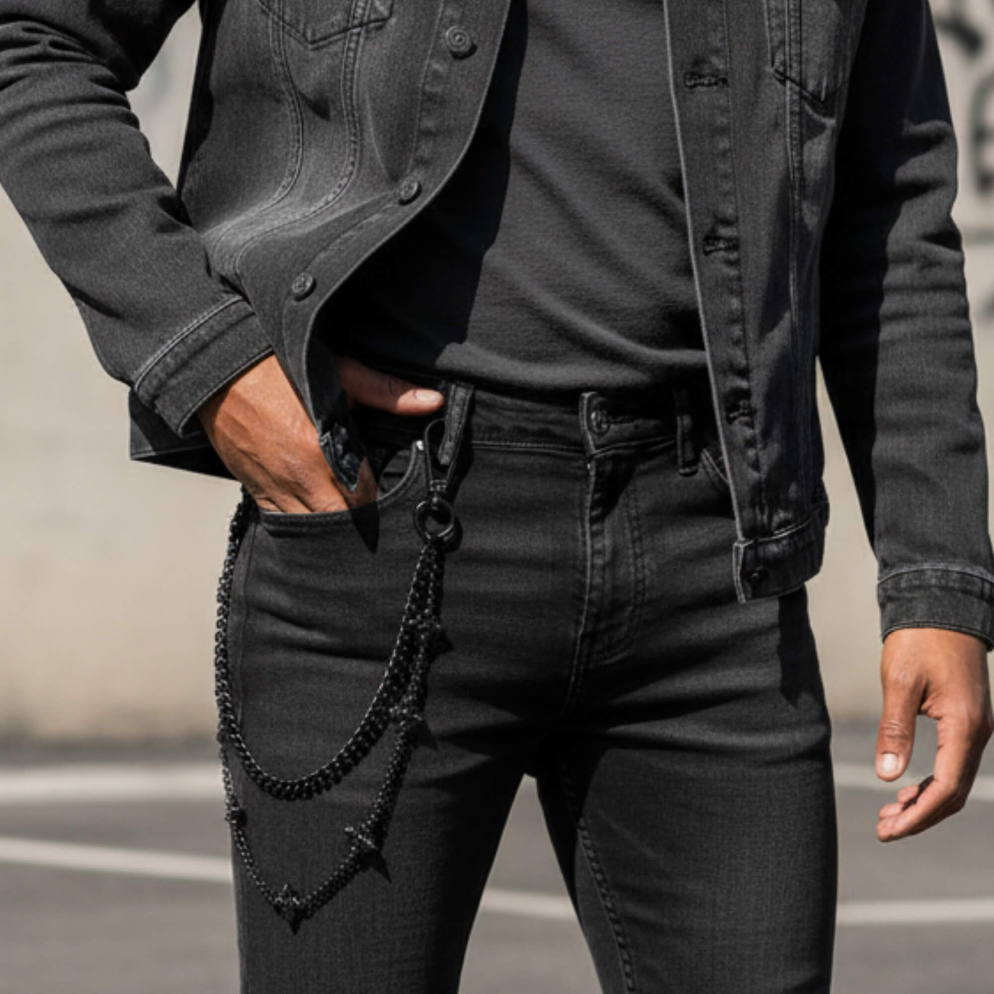 Men's Double Layered Silver Cross Pant Chains Stylish Accessory for Jeans