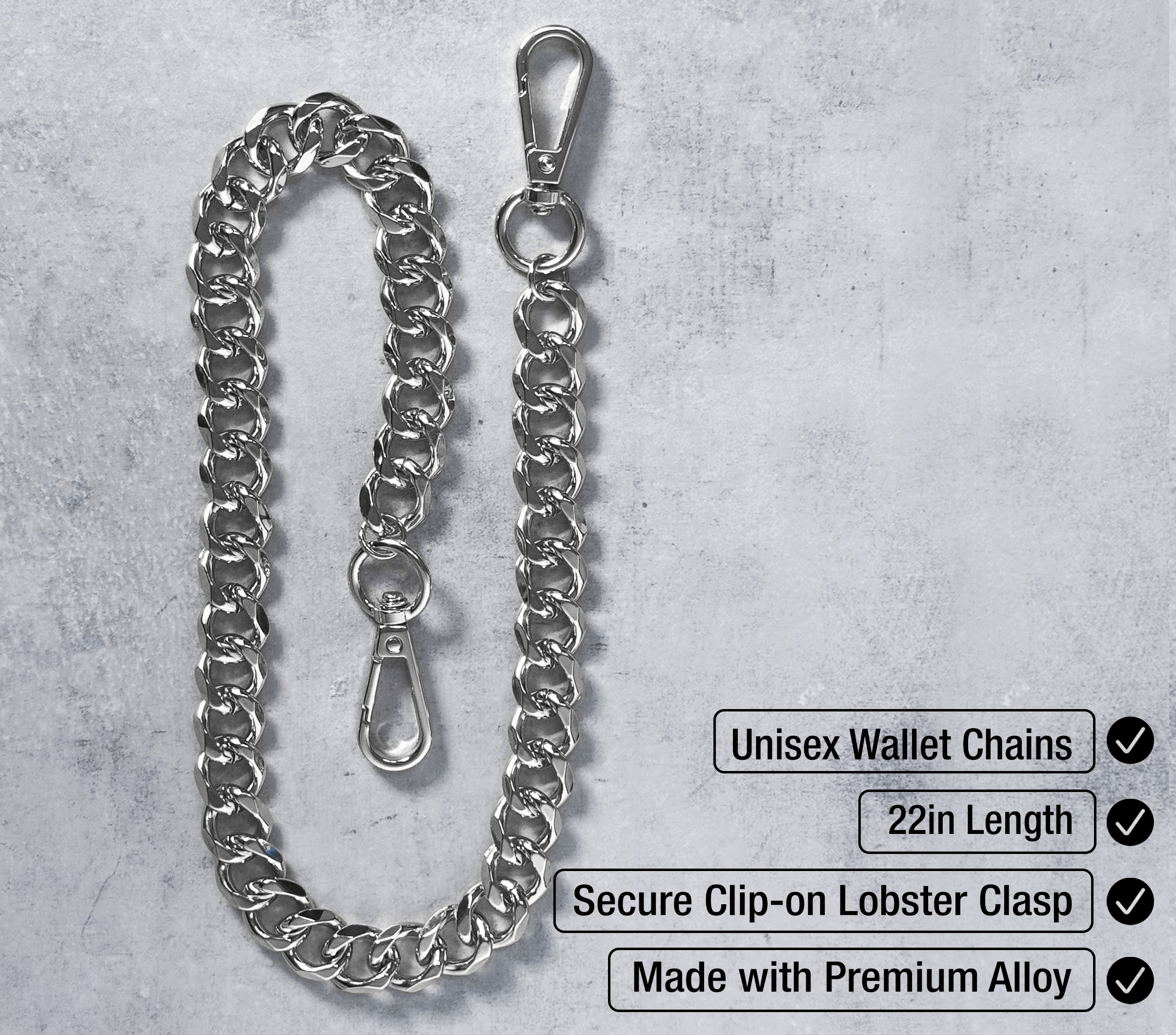 Men's 14mm Cuban Link Pant Chain - Stylish Silver Accessory for Jeans