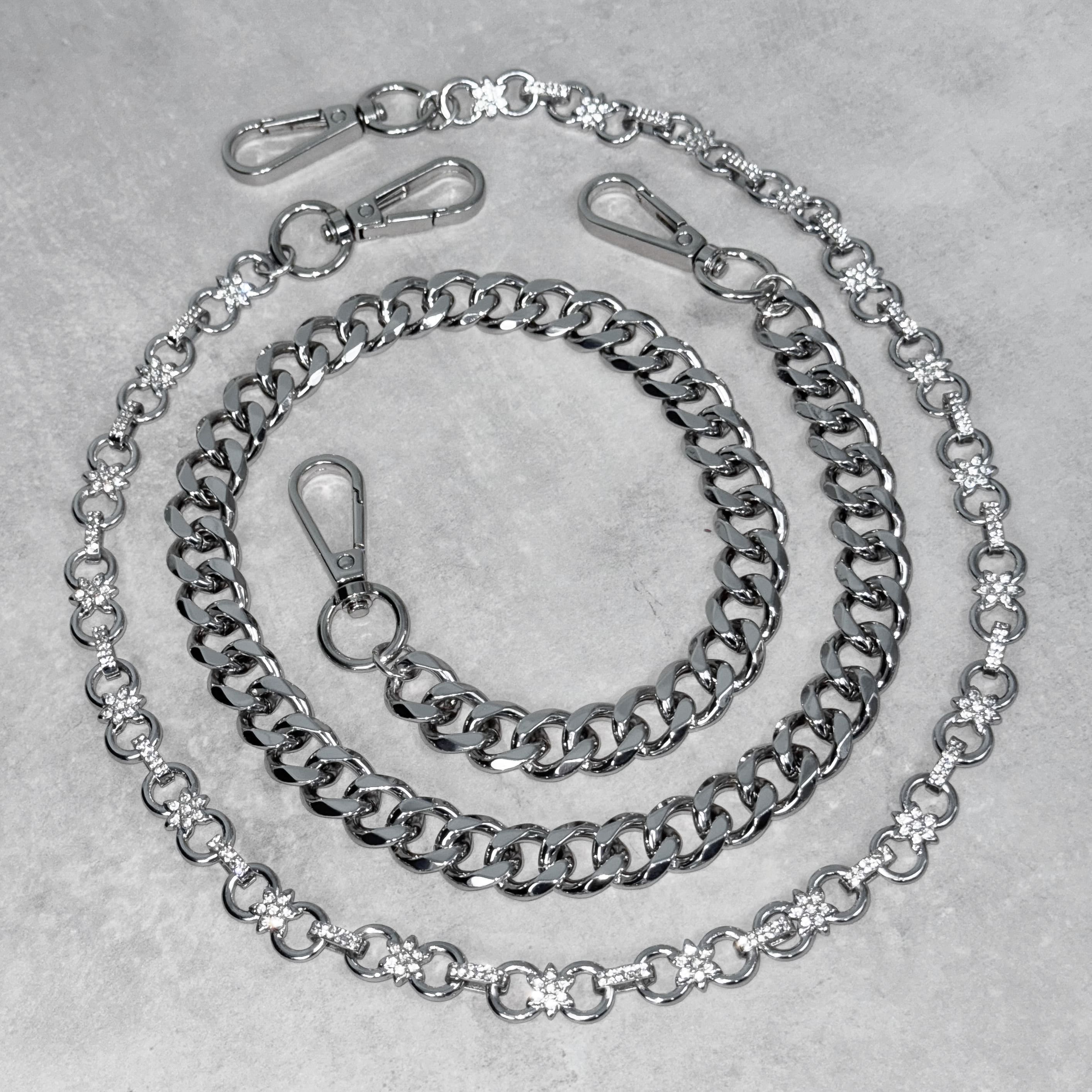 Flower Infinity & Solid Cuban Link Pant Chain – 2-Piece Set