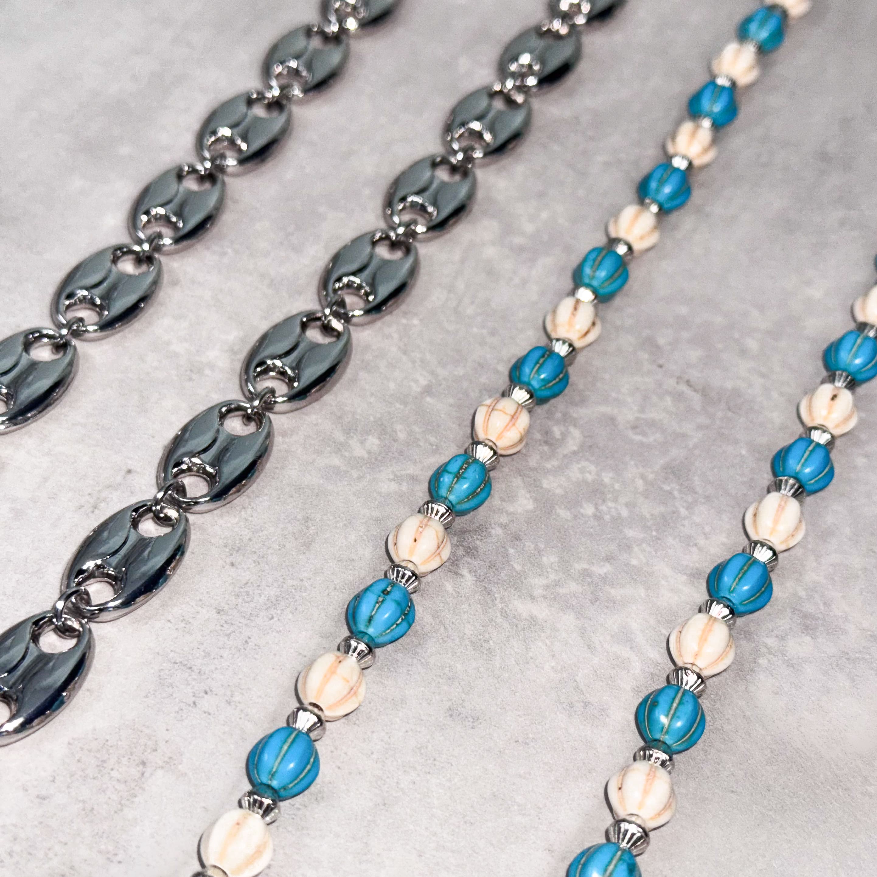 Beaded Cross & Mariner Link Pant Chain – 2-Piece Set