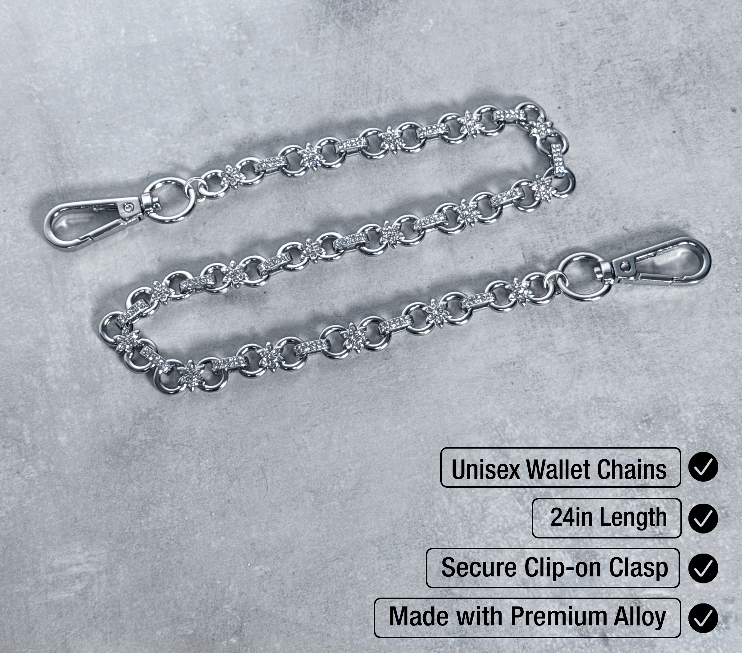 Men’s 11mm Floral Iced Out Pant Chain - Stylish Accessory for Jeans