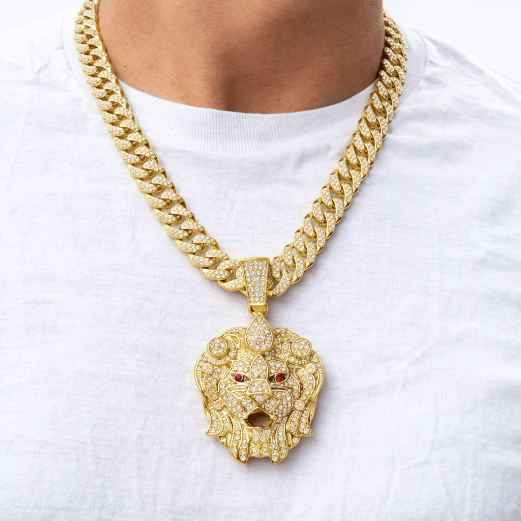 Large Iced Out Statement Pendant with 12mm Cuban Chain