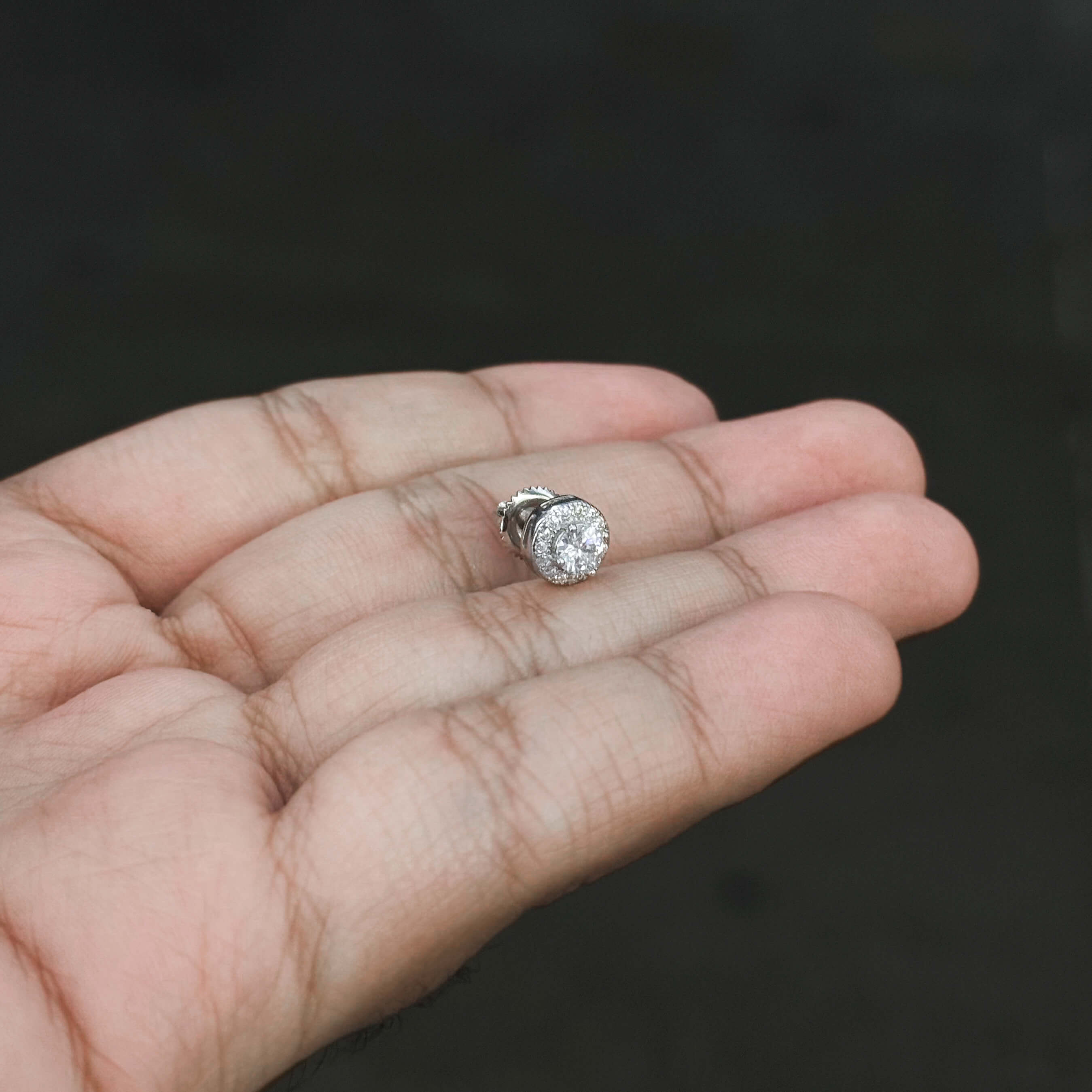 7mm Round Moissanite Cluster Earrings, 0.82ct Diamond Studs in White Gold