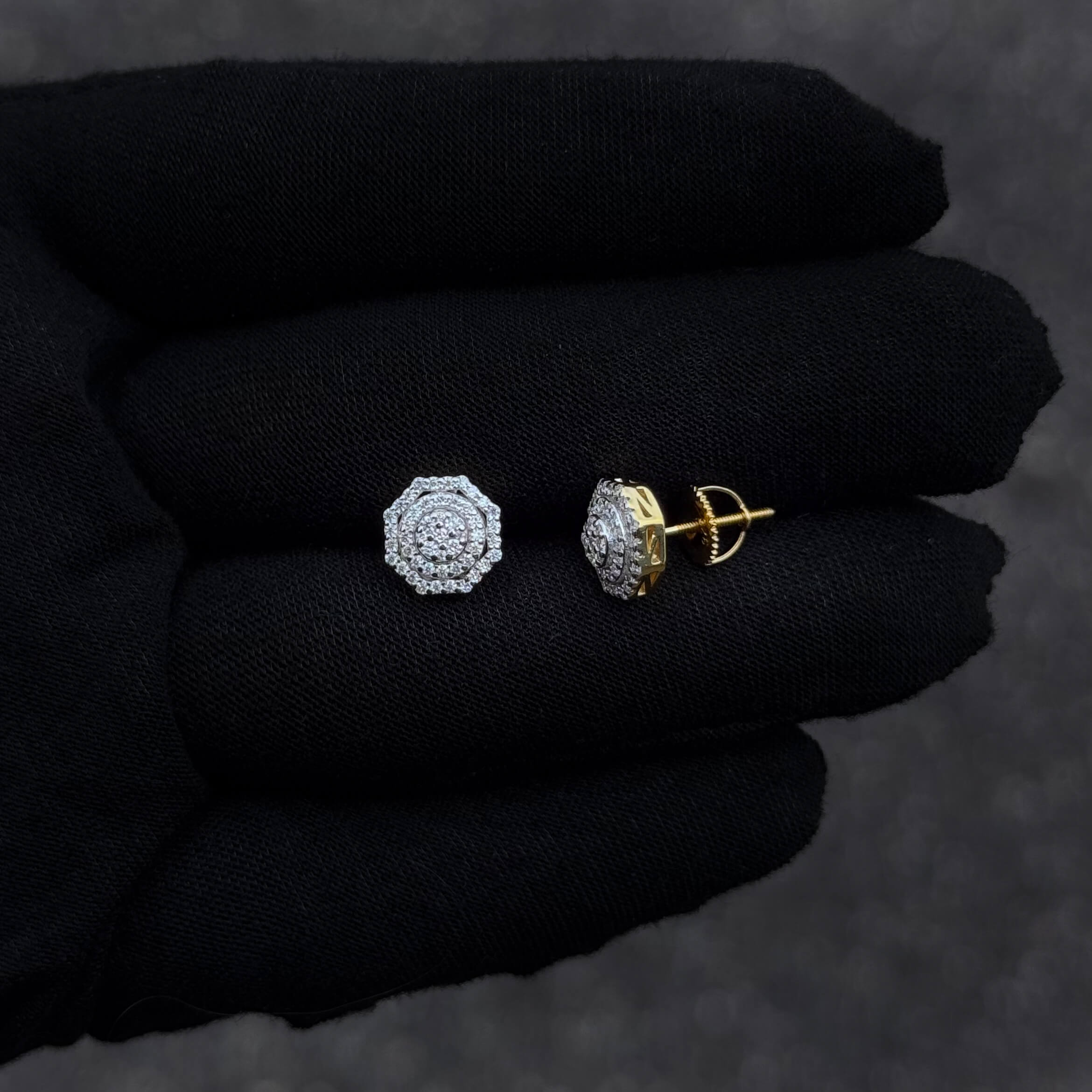 10mm Moissanite Cluster Earrings, 0.53ct Diamond Studs in Sterling Silver