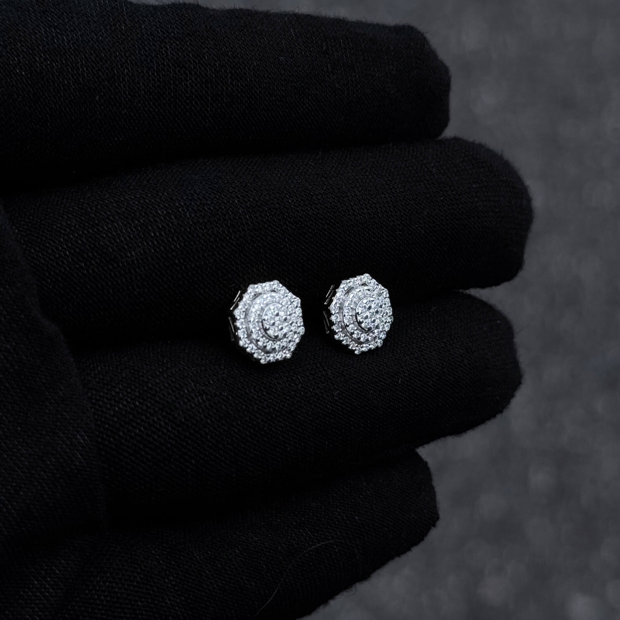 10mm Moissanite Cluster Earrings, 0.53ct Diamond Studs in Sterling Silver