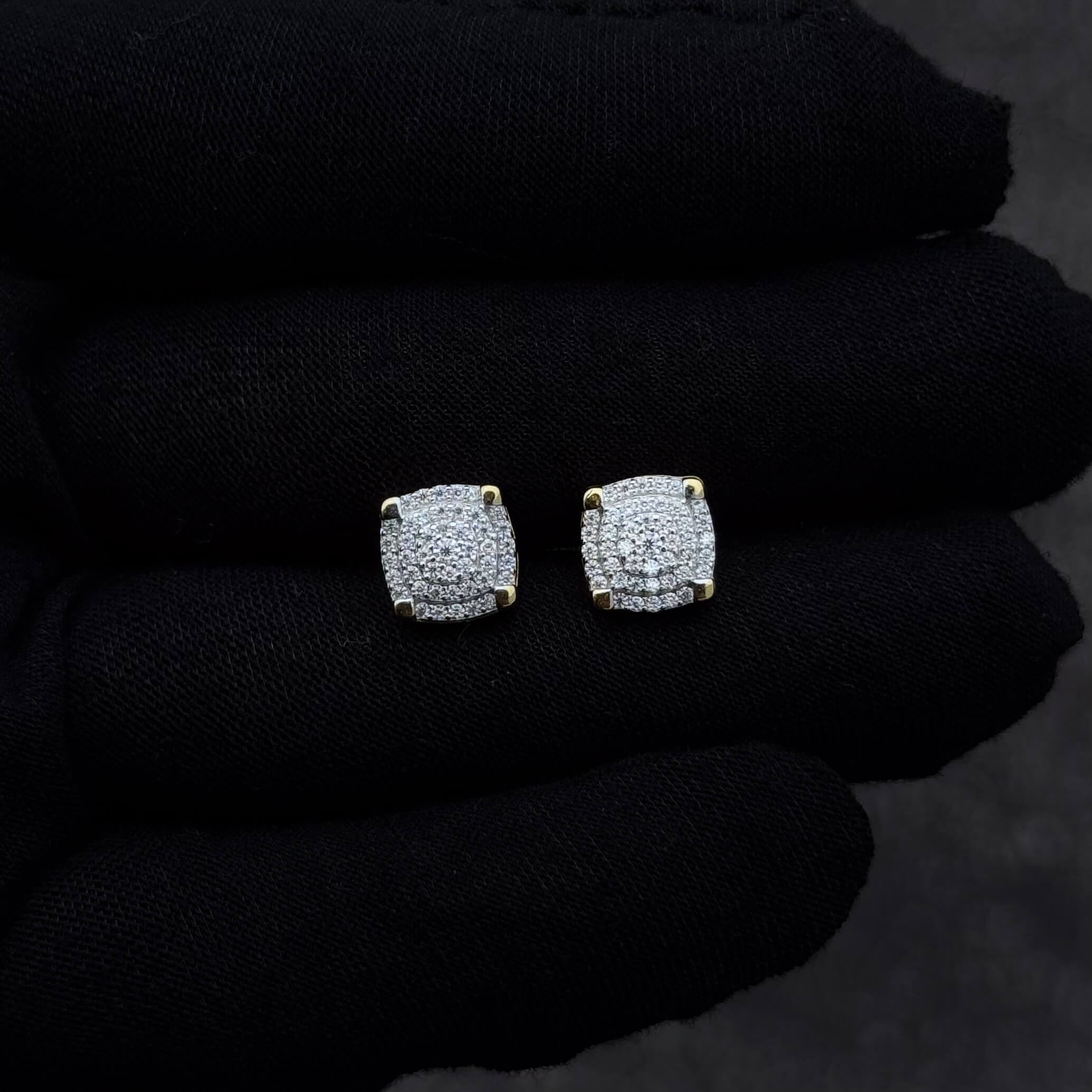 9mm Moissanite Cluster Earrings, 0.5ct Diamond Studs in Sterling Silver