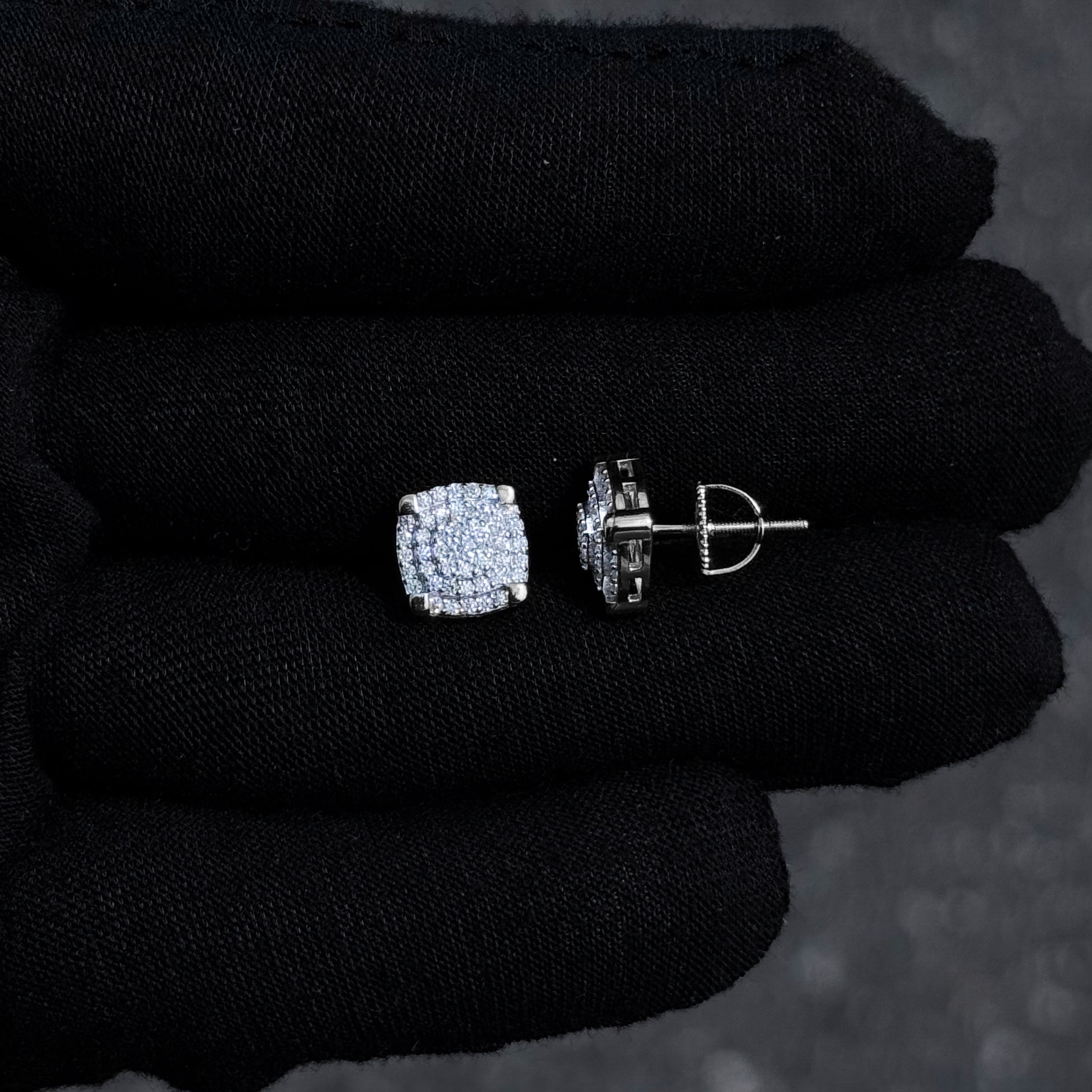 9mm Moissanite Cluster Earrings, 0.5ct Diamond Studs in Sterling Silver