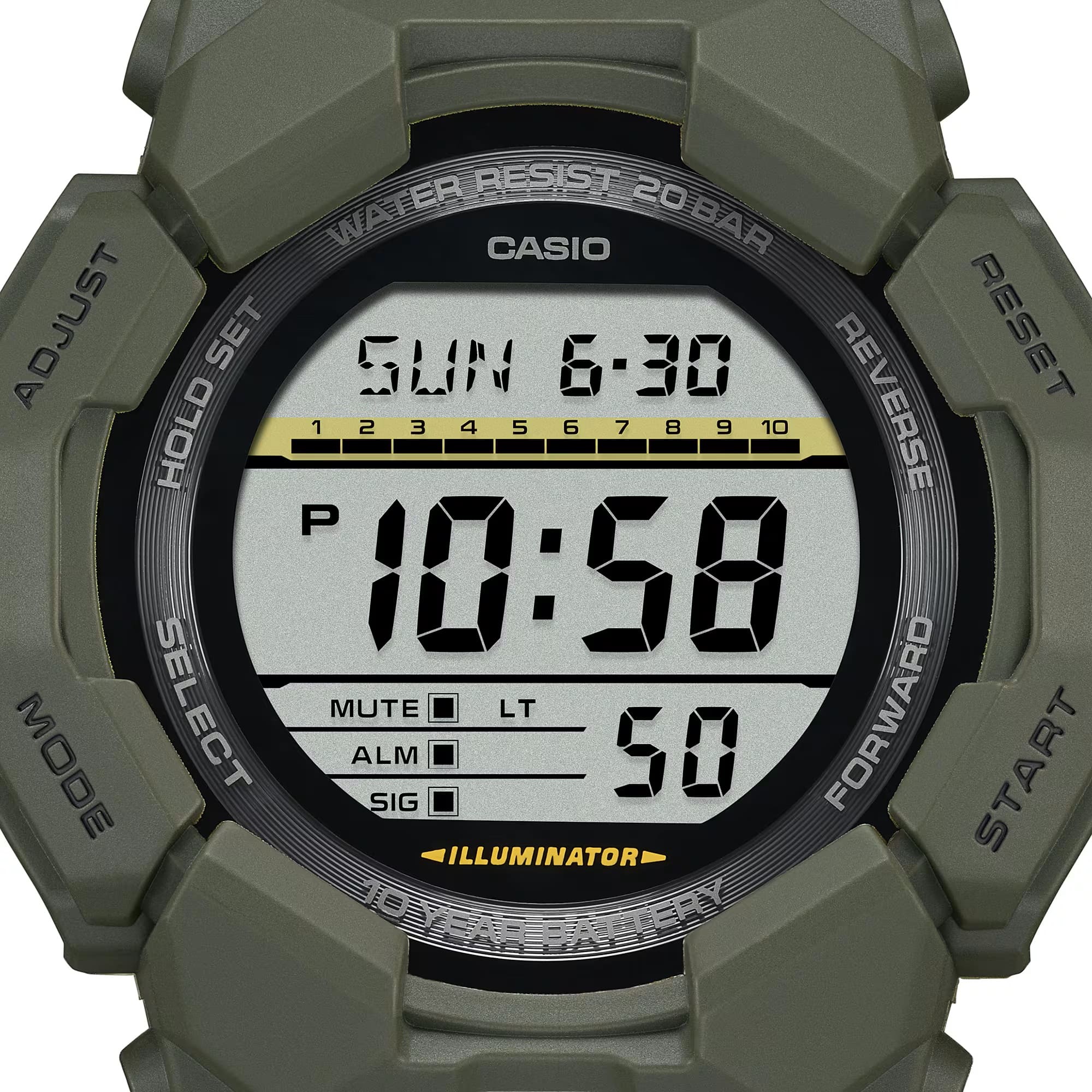 Men's 55mm Casio G-SHOCK Digital Watch - Resin Band, Carbon Core Guard Structure