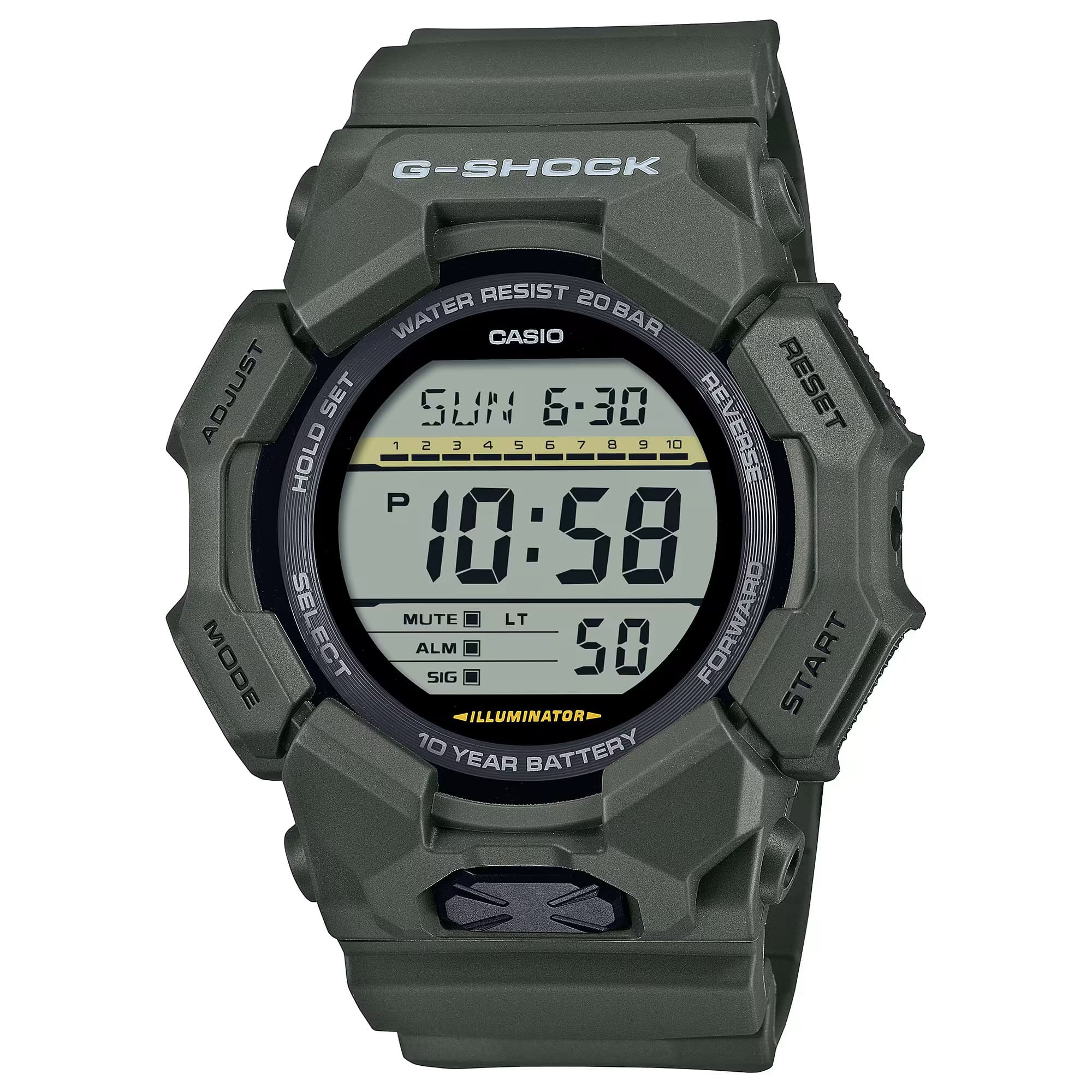Men's 55mm Casio G-SHOCK Digital Watch - Resin Band, Carbon Core Guard Structure