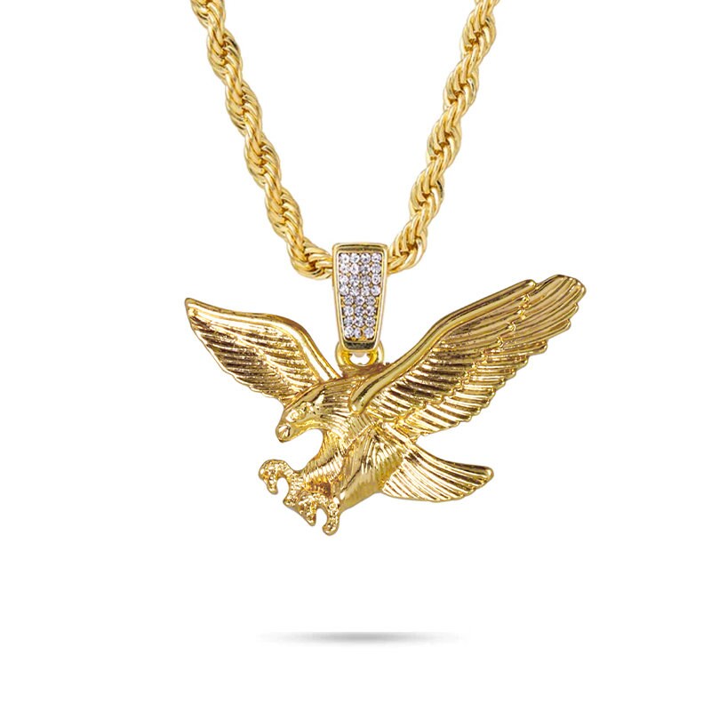 Men's Medium Eagle Pendant with 4mm Rope Necklace