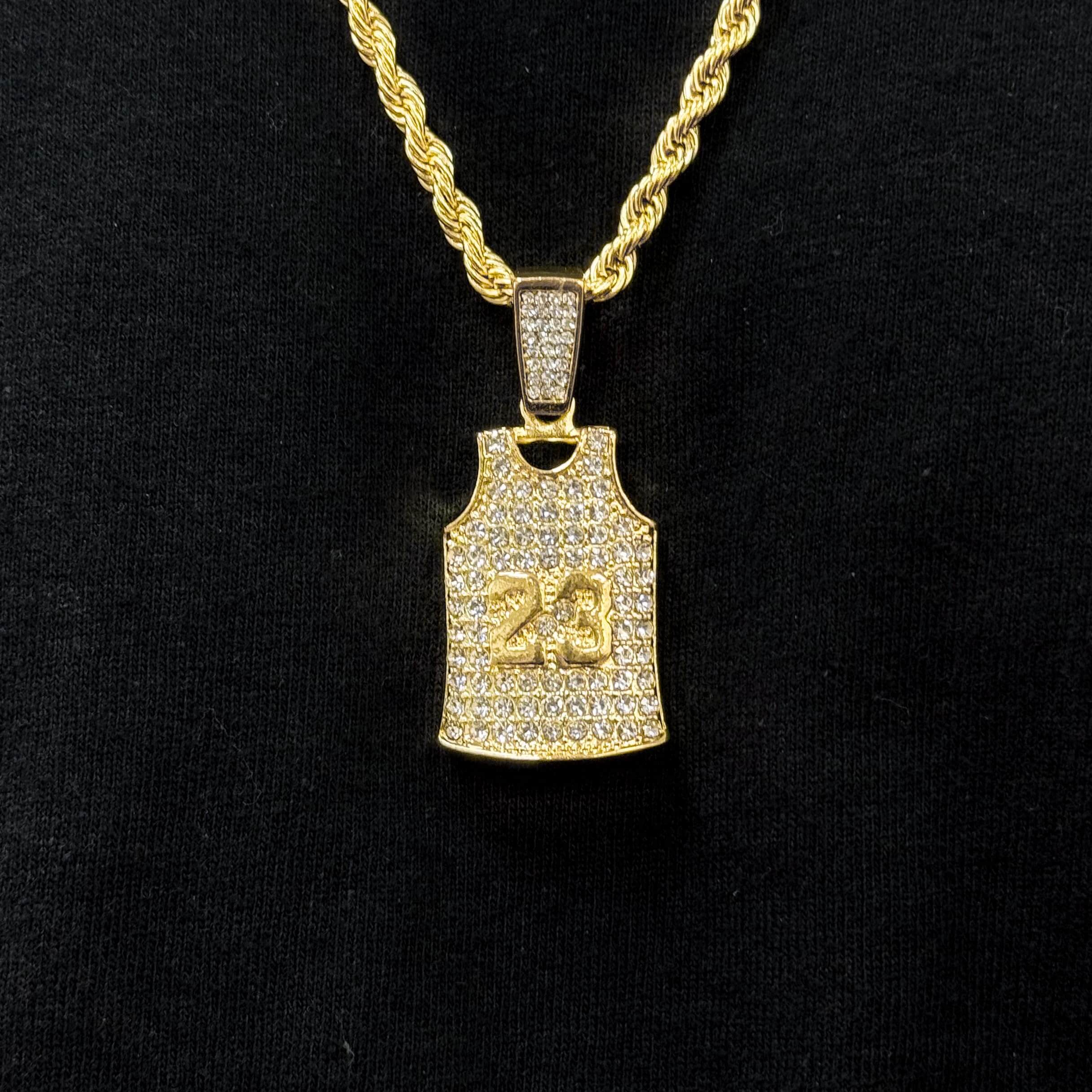 Medium Iced Out Basketball Pendant with Rope Chain