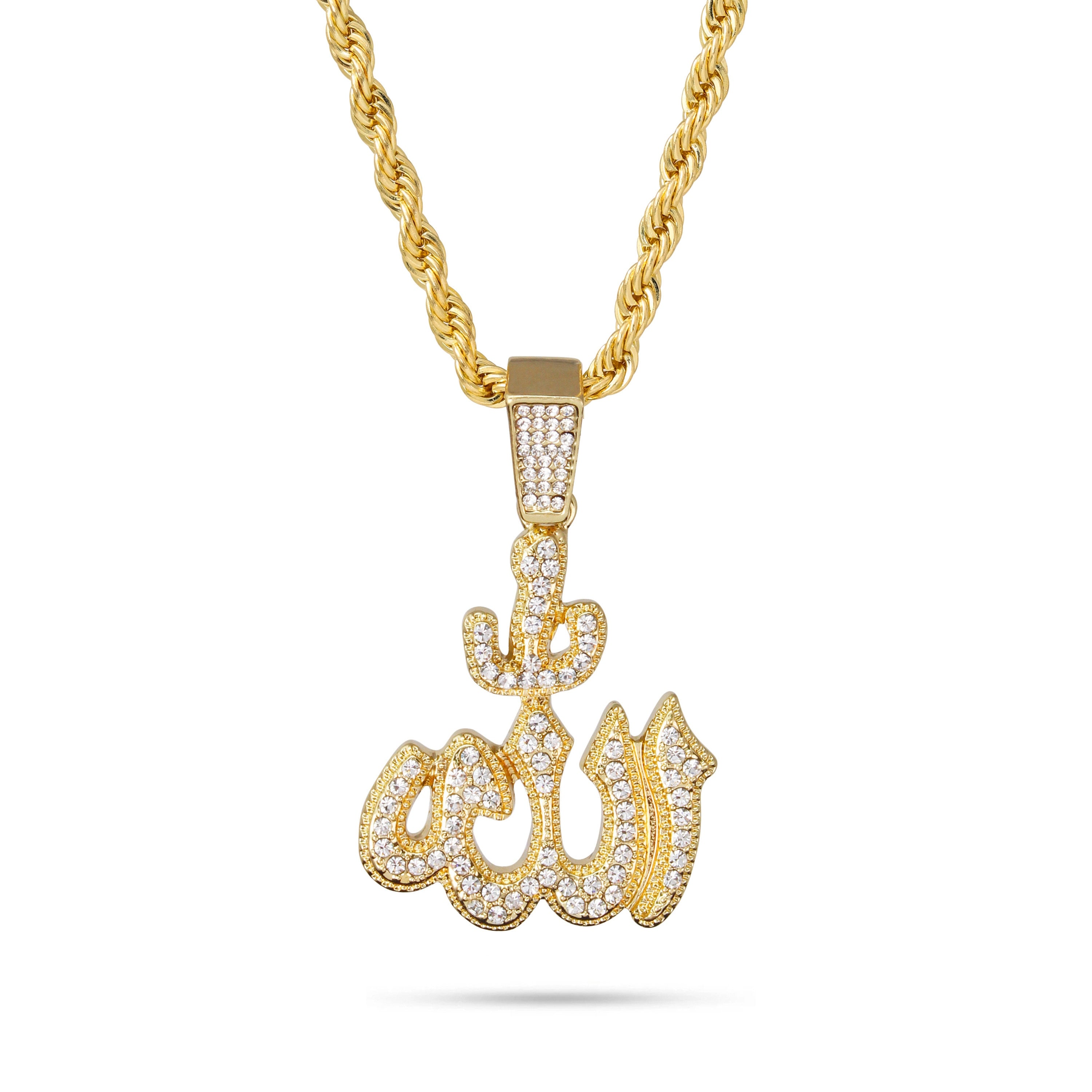 Men's Medium Allah Pendant with 4mm Rope Necklace