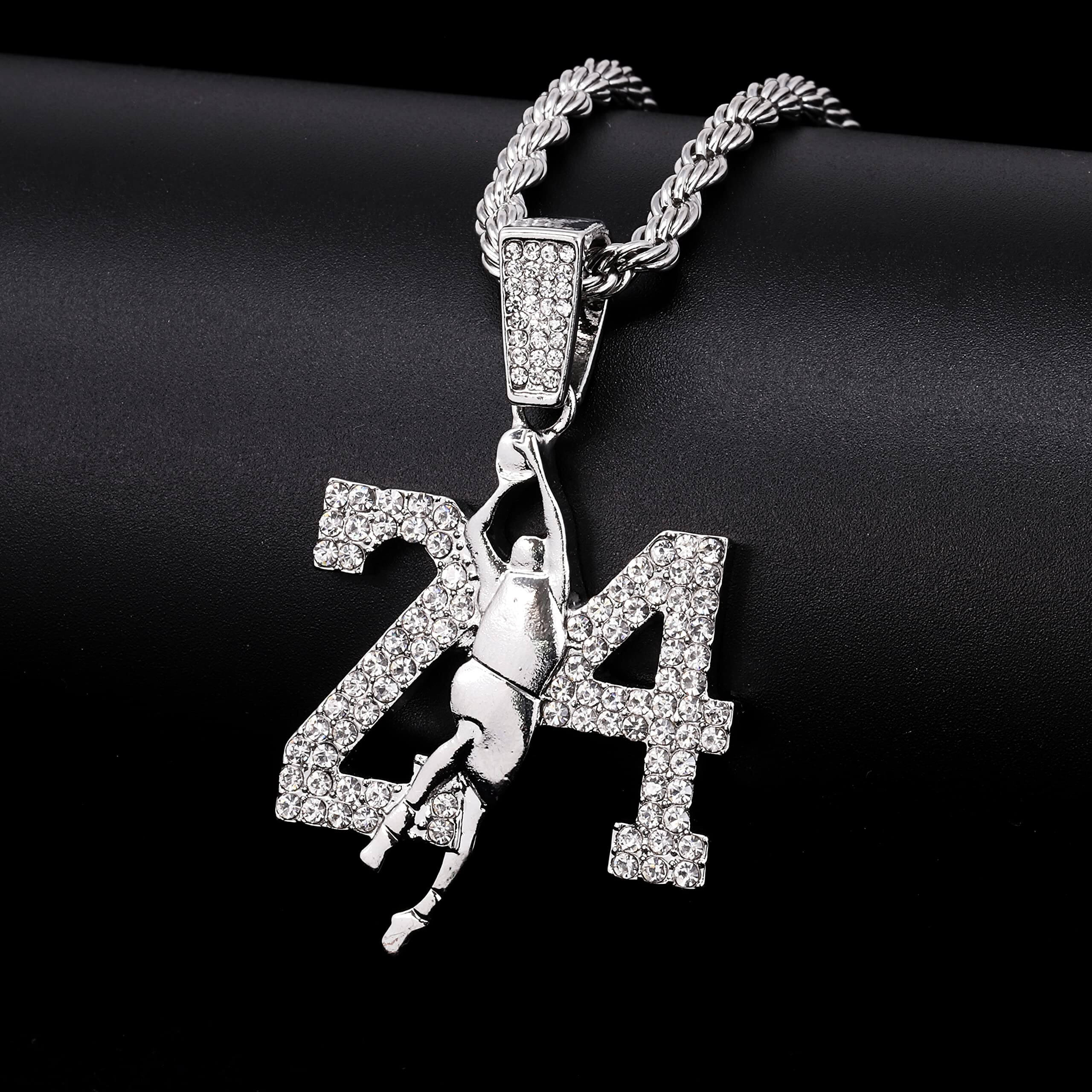 Men's Iced Out Medium 24 Basketball Pendant Necklace Set with Cuban Link & Tennis Chains