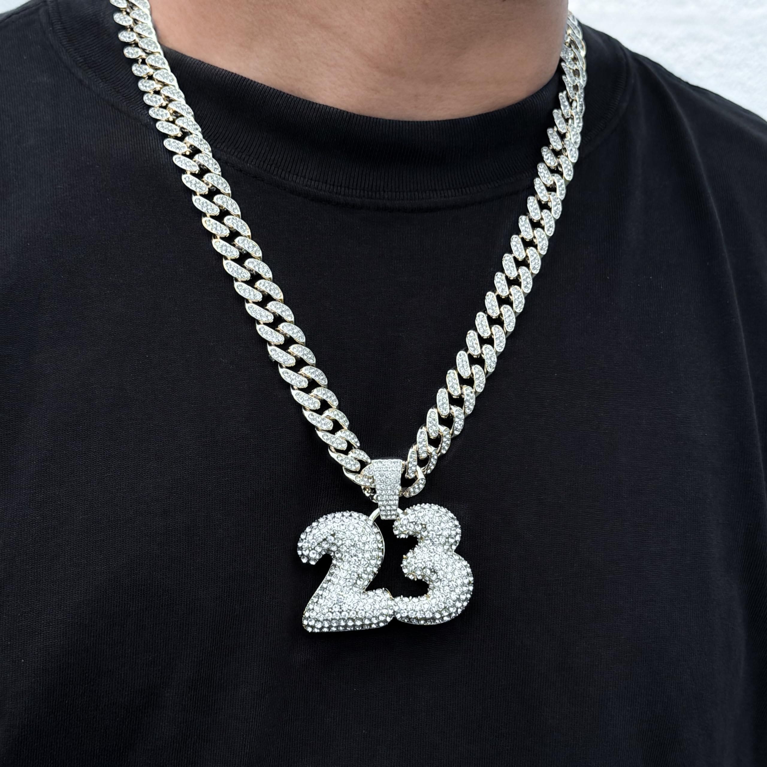 Large Iced Out Basketball Pendant with 12mm Cuban Chain