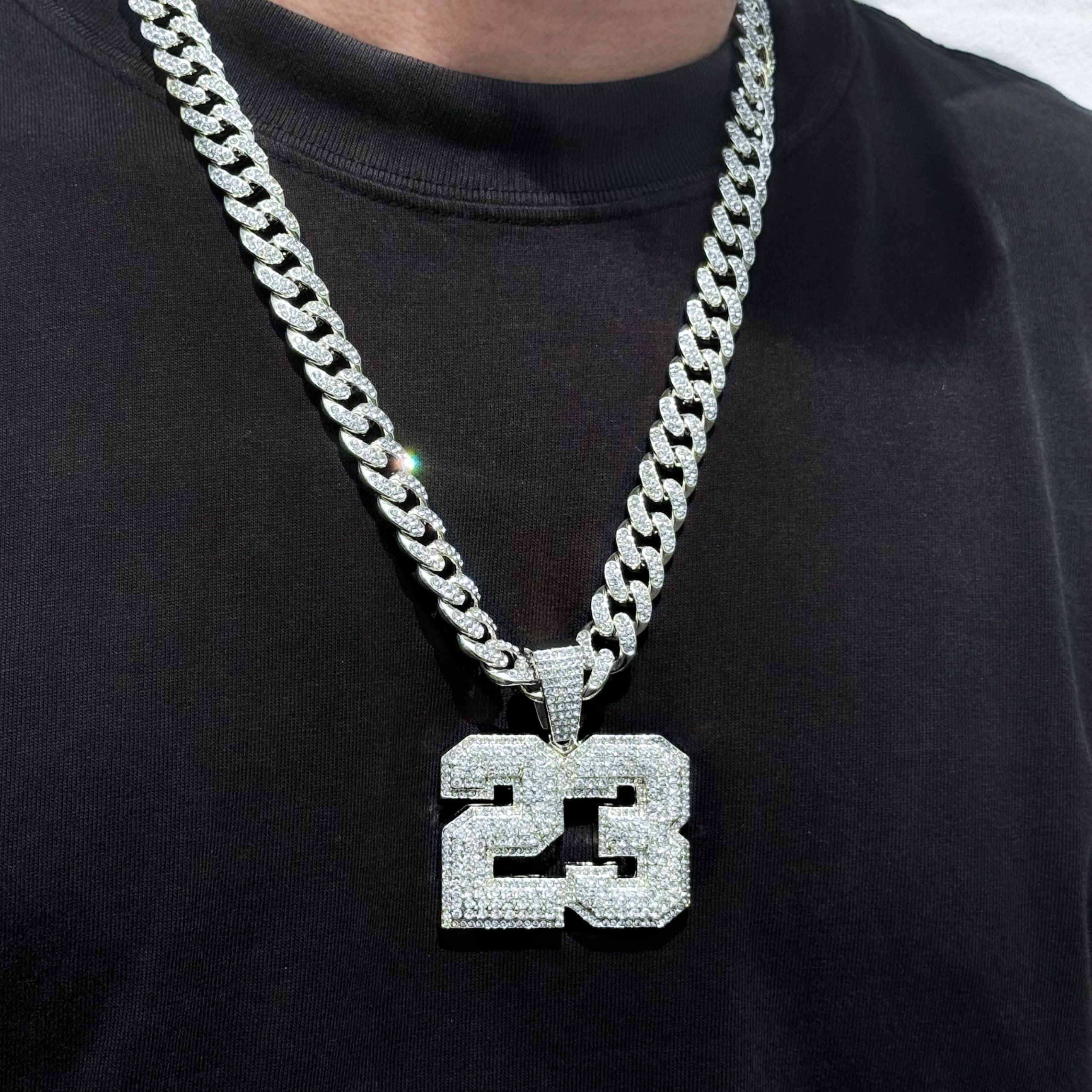 Large Iced Out Basketball Pendant with 12mm Cuban Chain