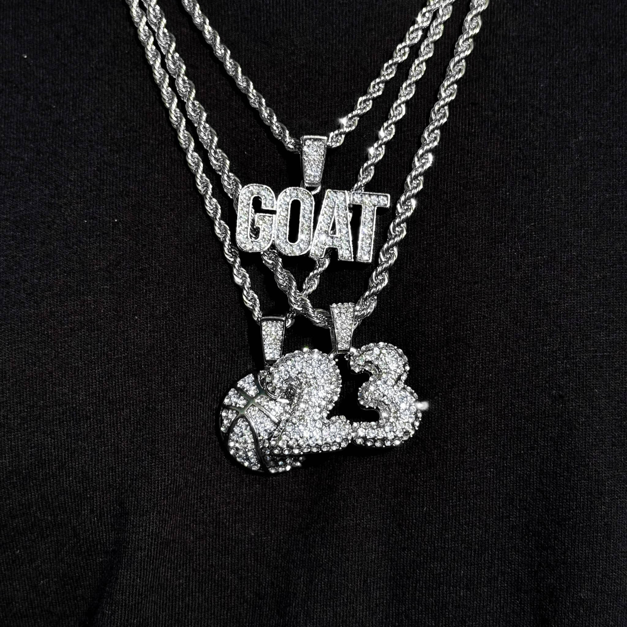 Men's Iced Out Basketball Pendant Set with Rope Chain