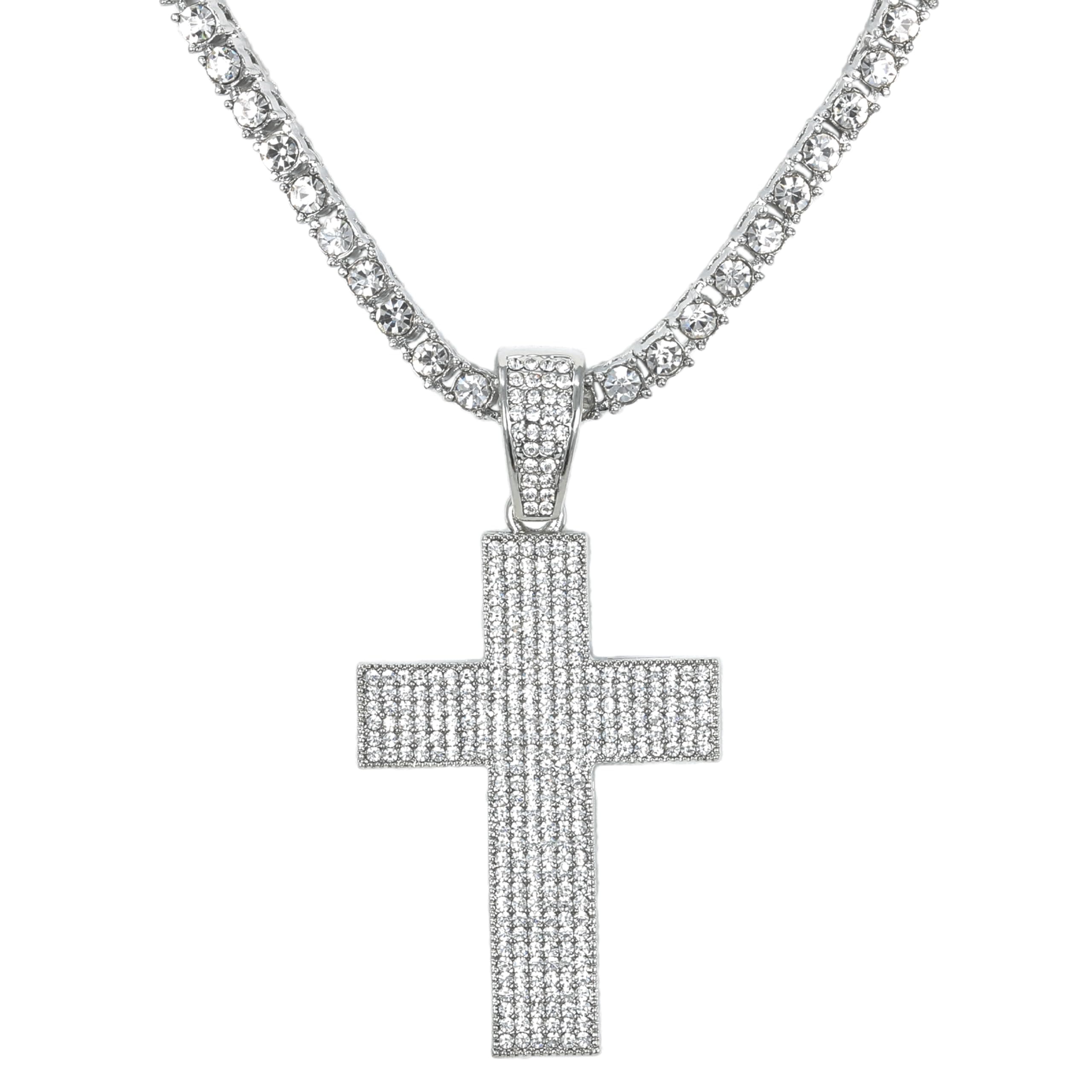 Large Iced Out Pendant with 3mm Tennis Chain