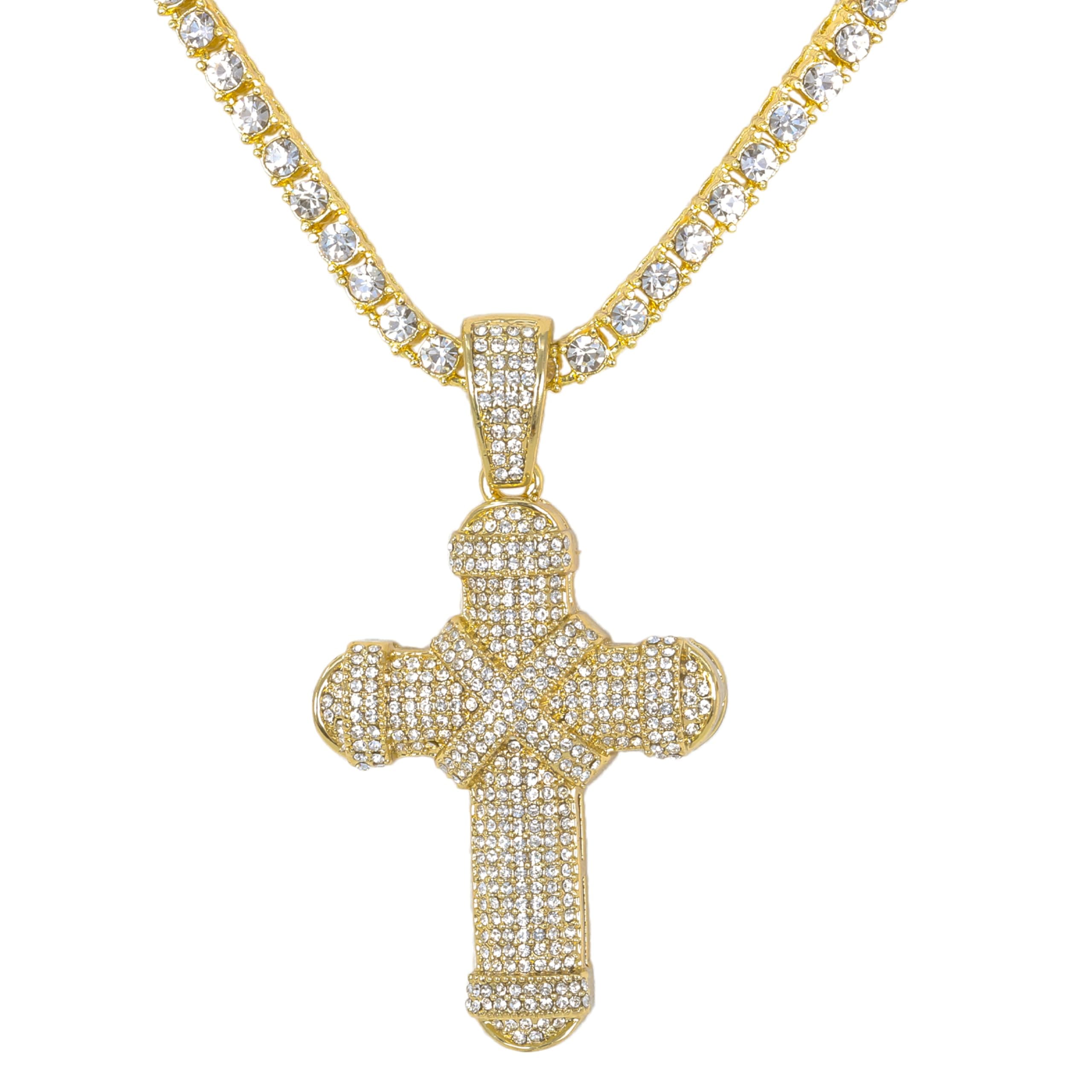 Large Iced Out Pendant with 3mm Tennis Chain