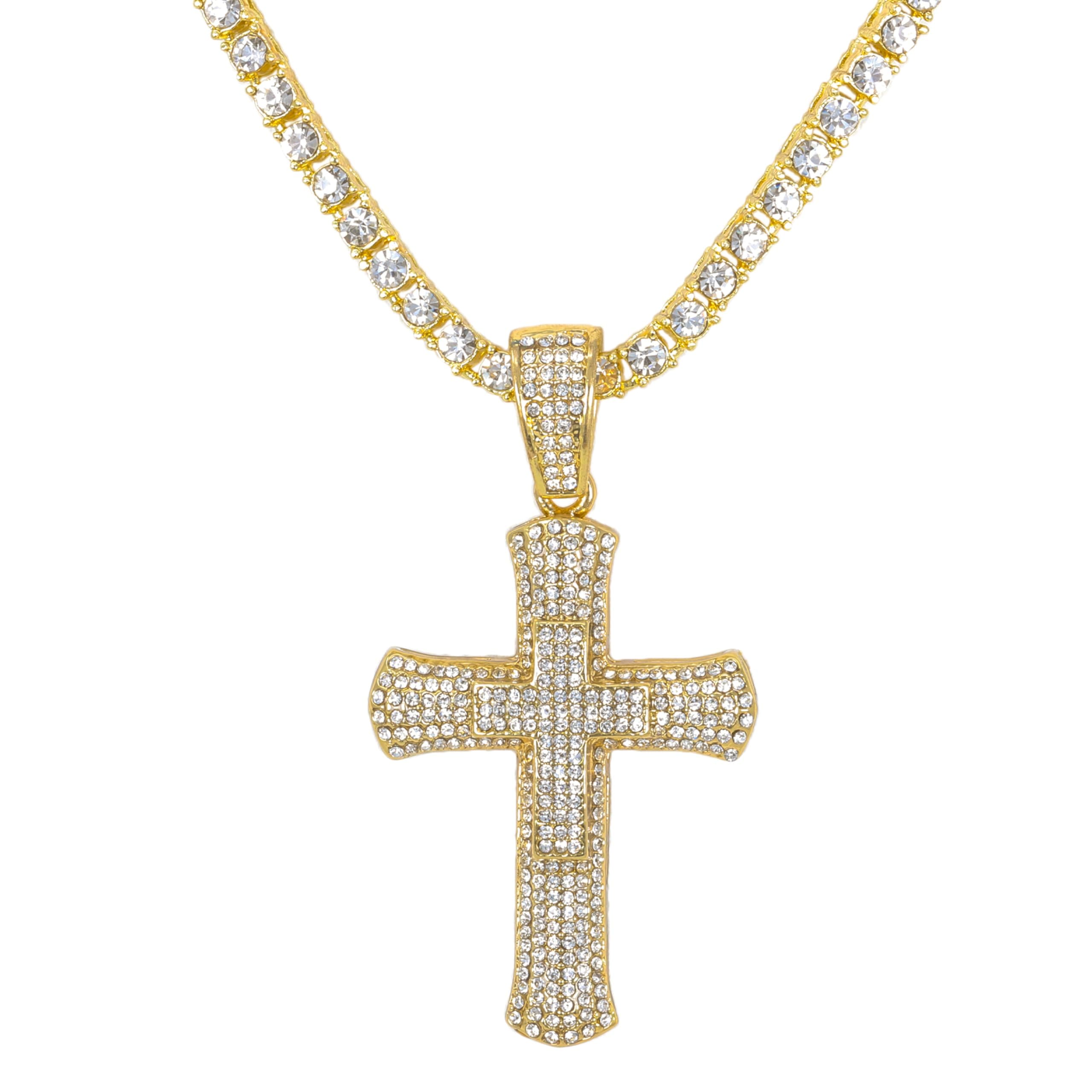 Large Iced Out Pendant with 3mm Tennis Chain