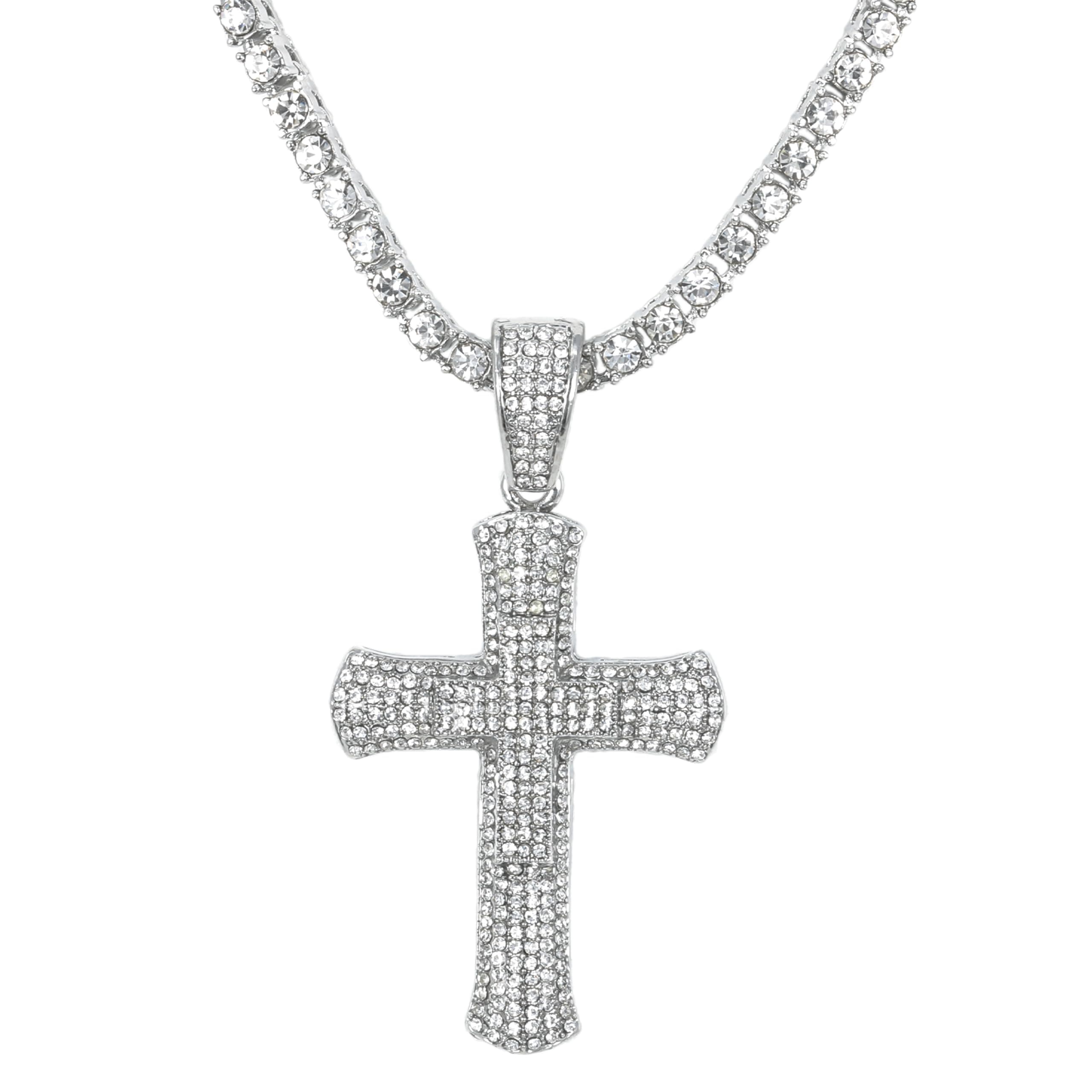 Large Iced Out Pendant with 3mm Tennis Chain
