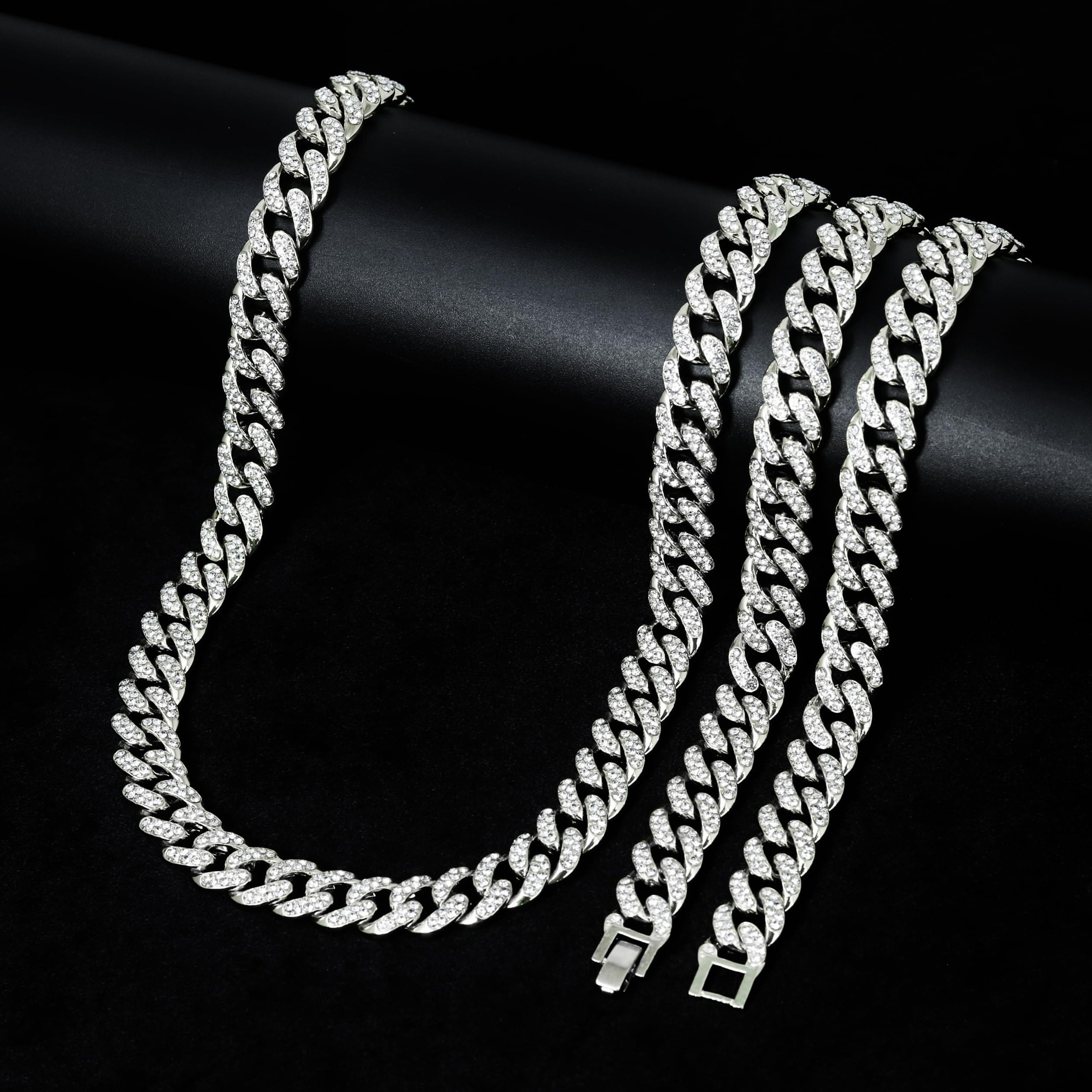 Large Iced Out Cross Pendant with 12mm Cuban Chain