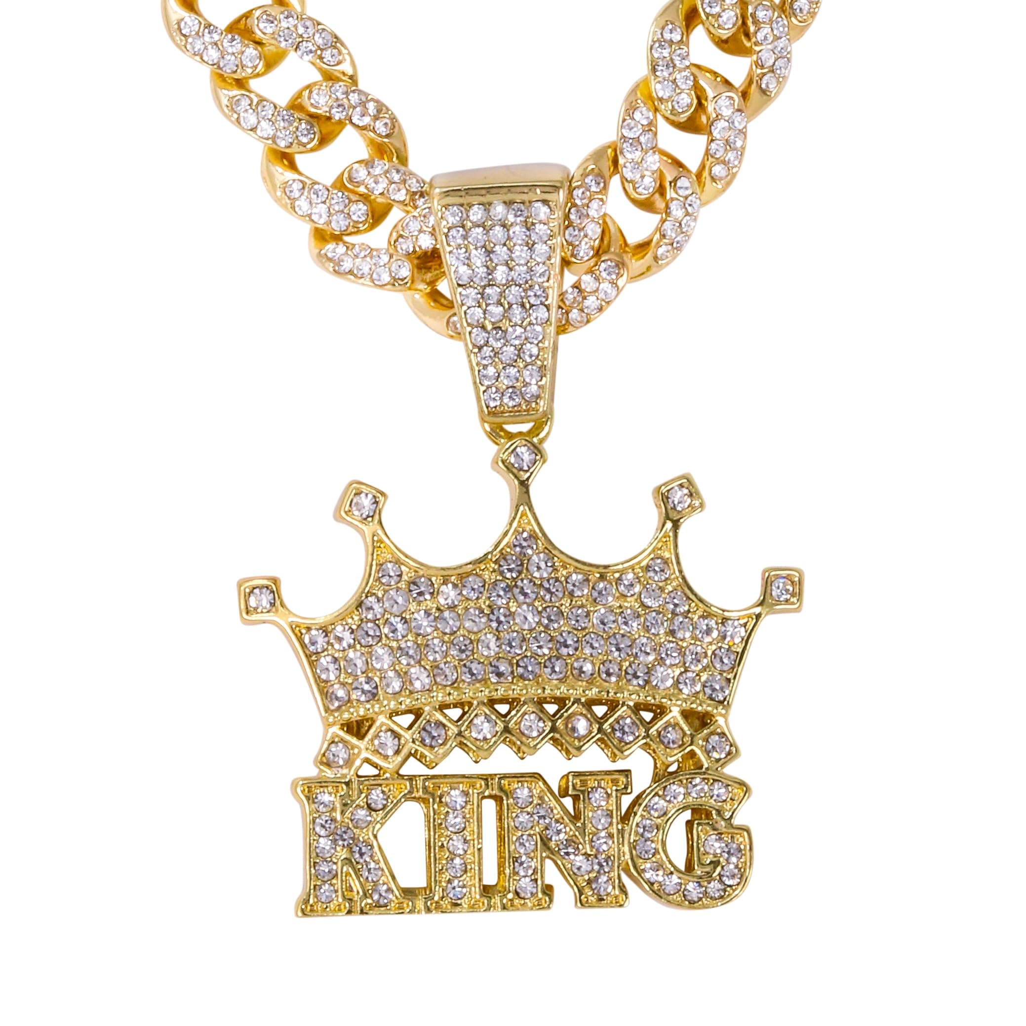 Large Iced Out Statement Pendant with 12mm Cuban Chain