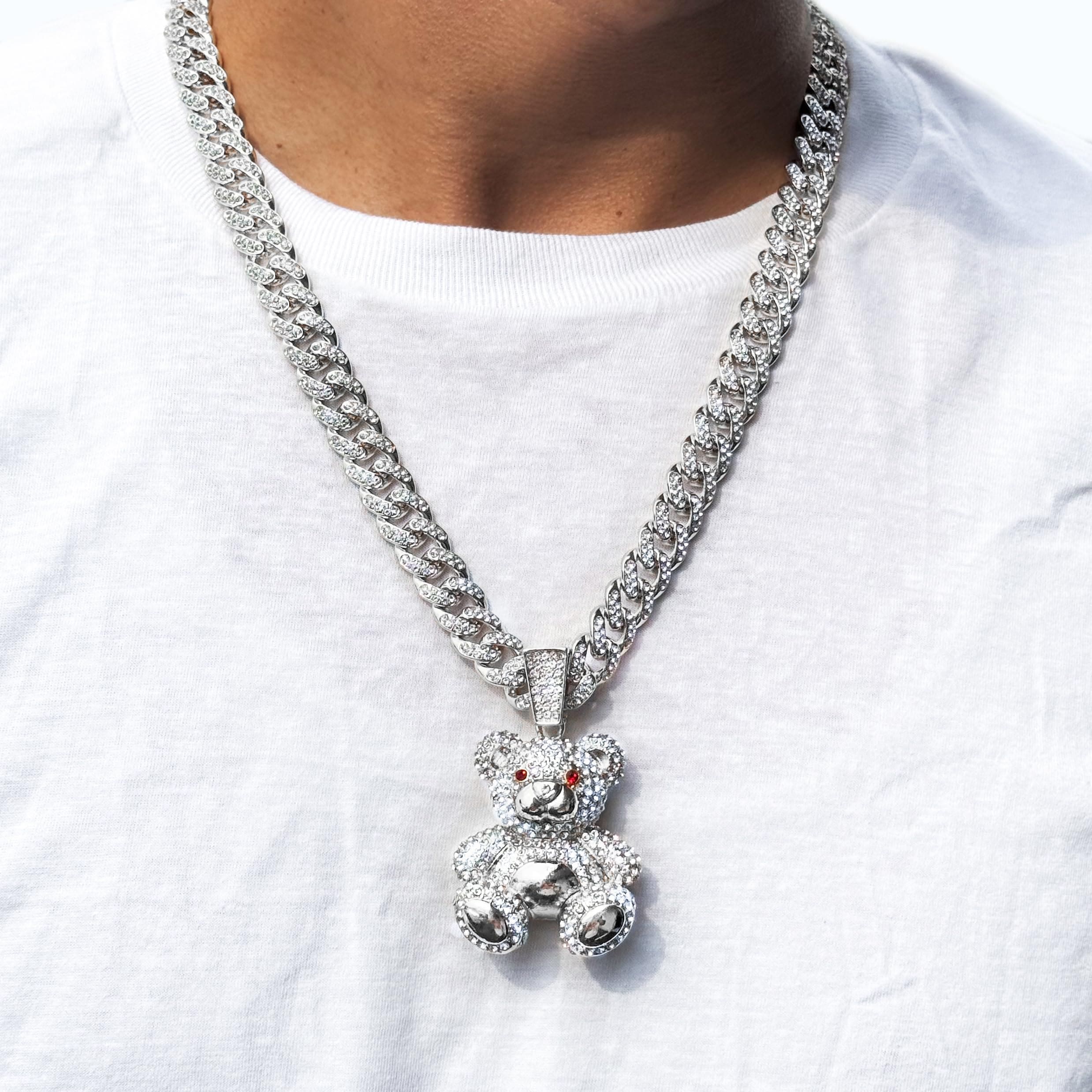 Large Iced Out Statement Pendant with 12mm Cuban Chain