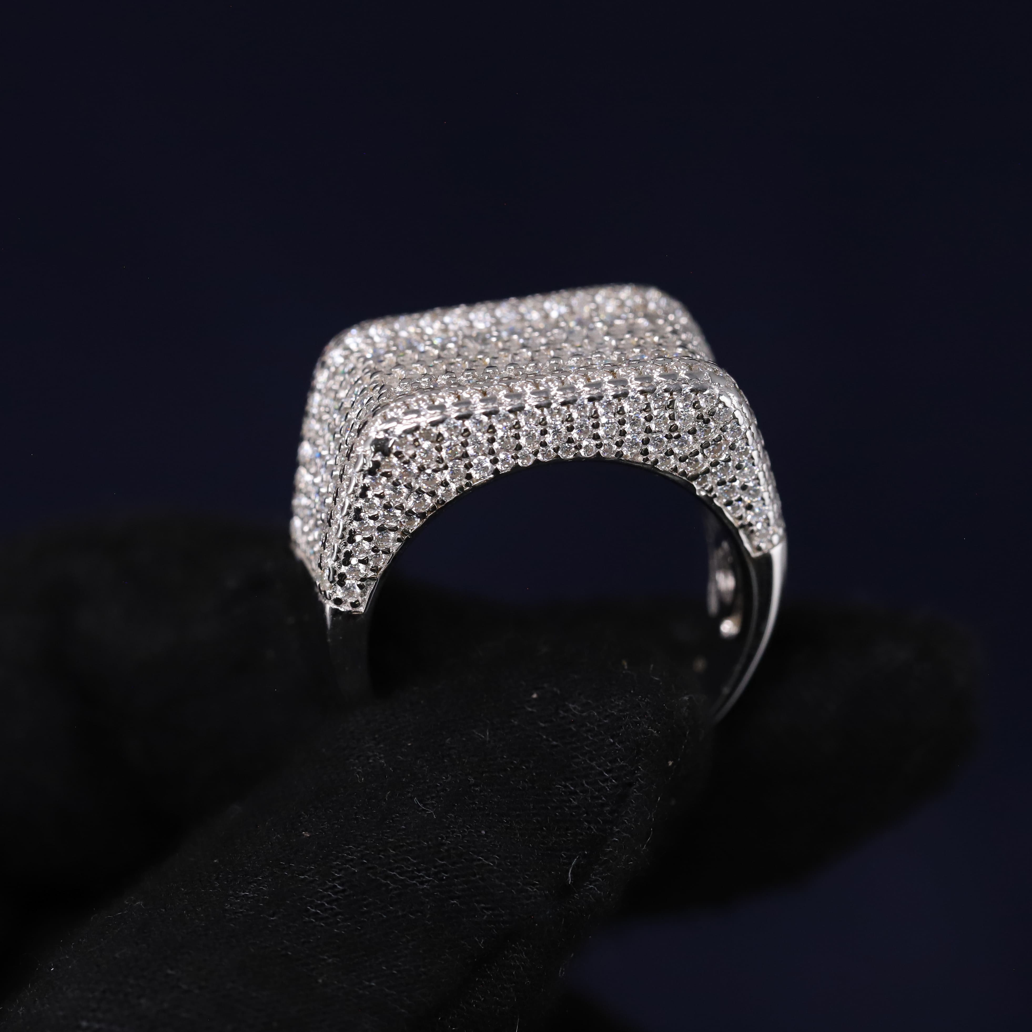 Iced Out 4.53CT Moissanite Wide Baguette Band Ring in Premium Sterling Silver