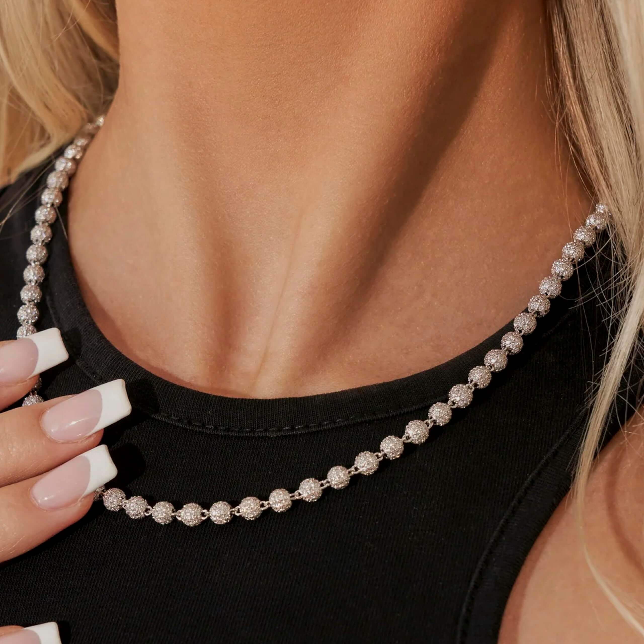 Women's 6mm Iced Out Ball Chain & Bracelet Set