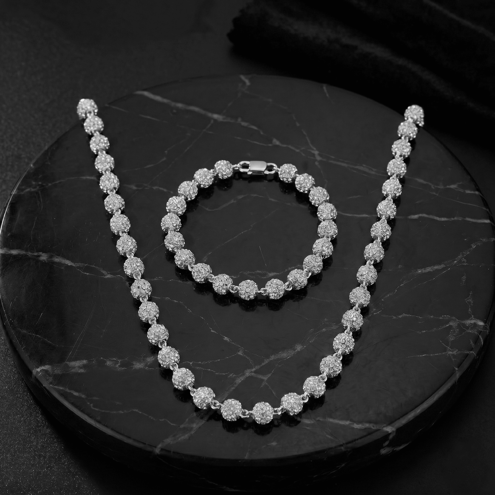 Women's 6mm Iced Out Ball Chain & Bracelet Set
