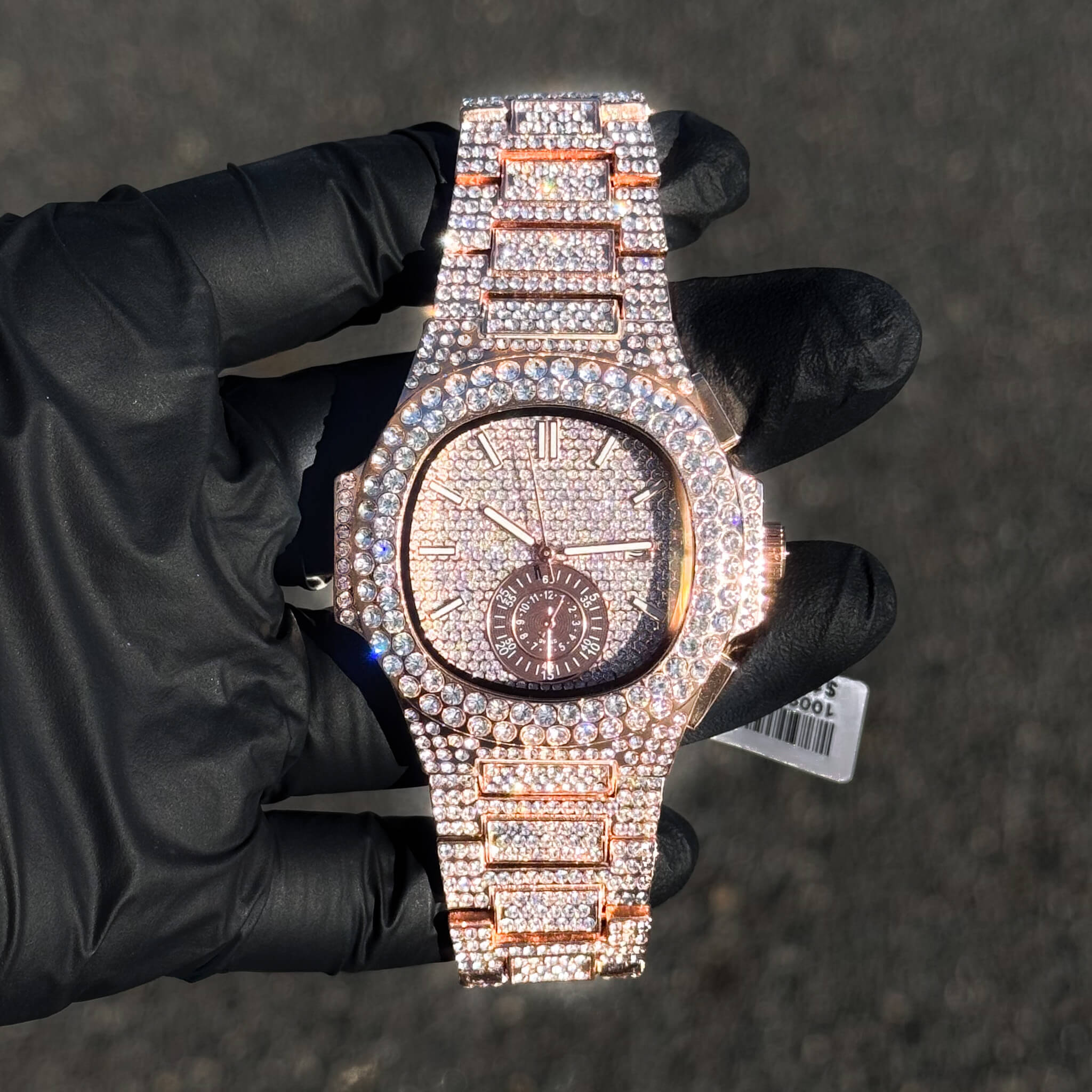 Men's 43mm Luxury Iced-Out Diamond Watch - Quartz Movement